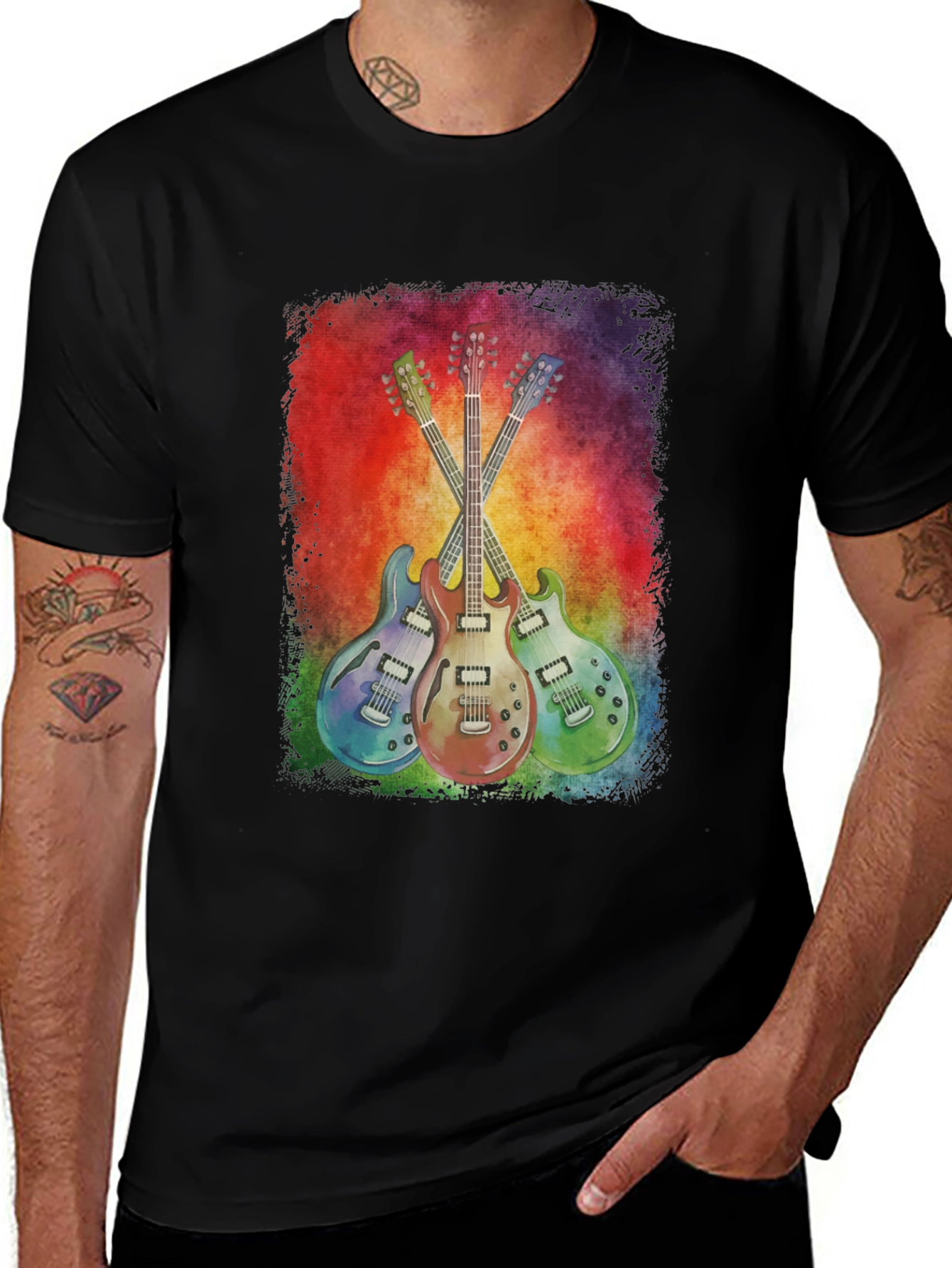 Variant 9 of Colorful Guitar T-Shirt - Music Lover Tee
