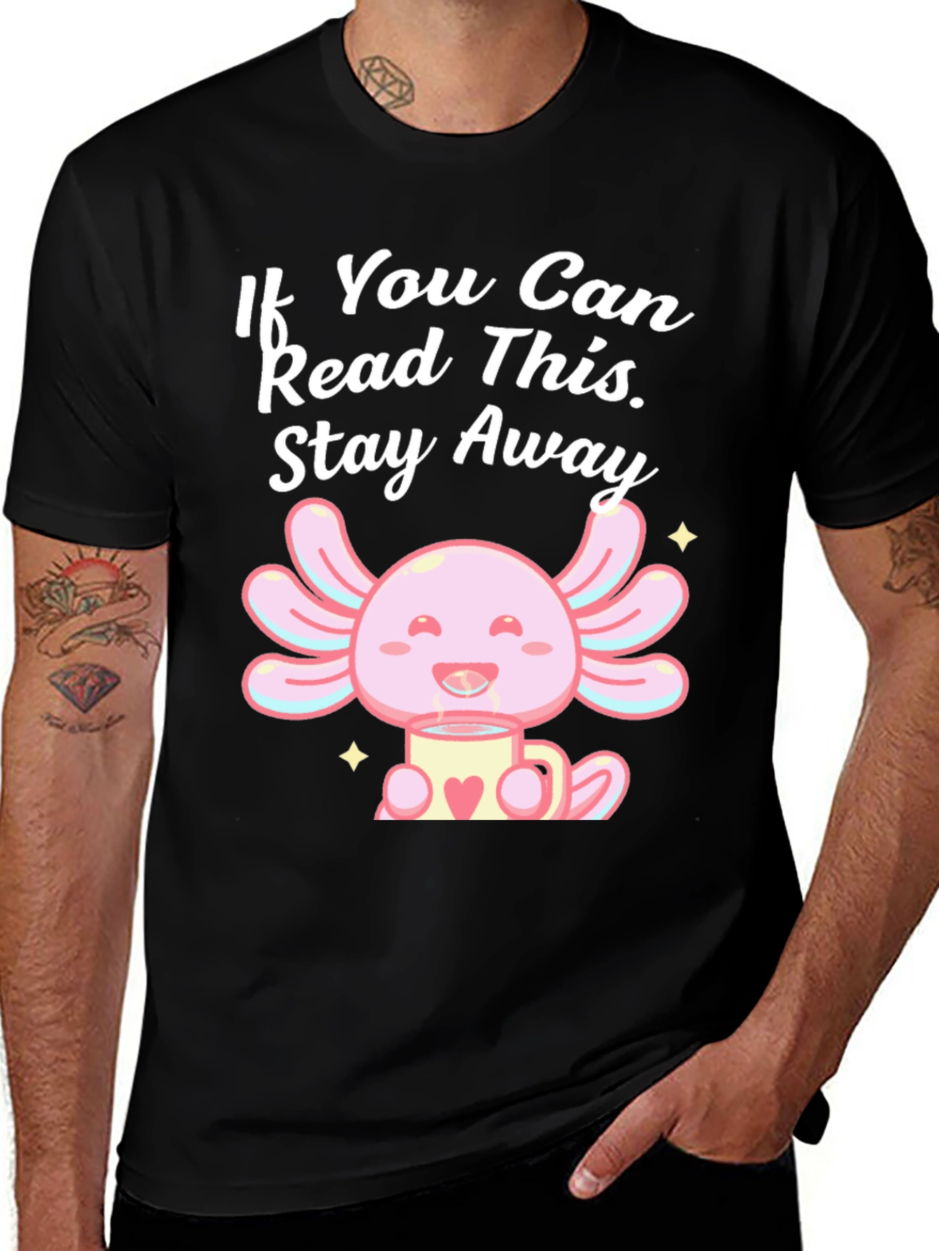 Variant 7 of Axolotl "Stay Away" Graphic Tee - Black