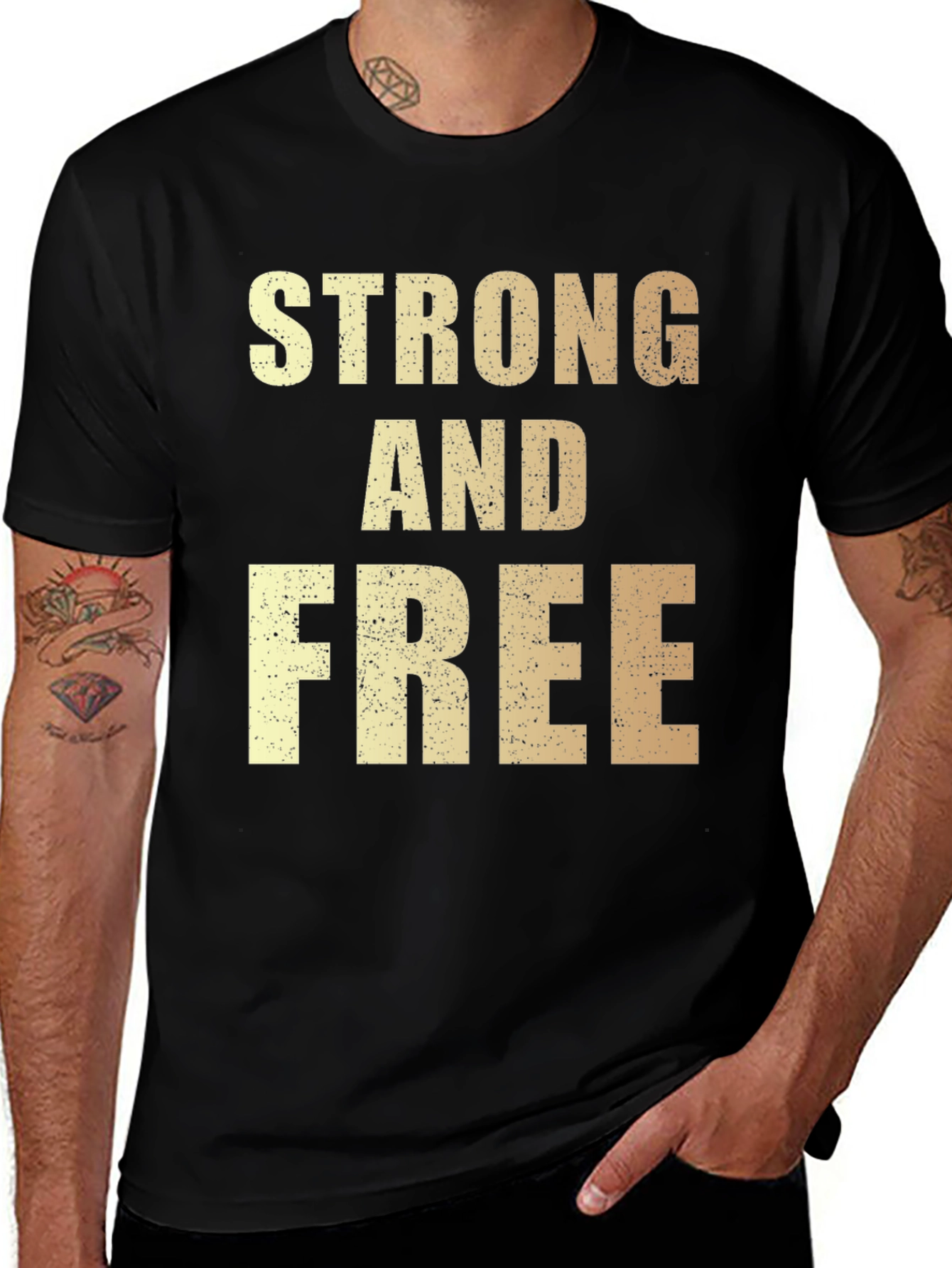 Variant 28 of Strong and Free Graphic Tee - Black