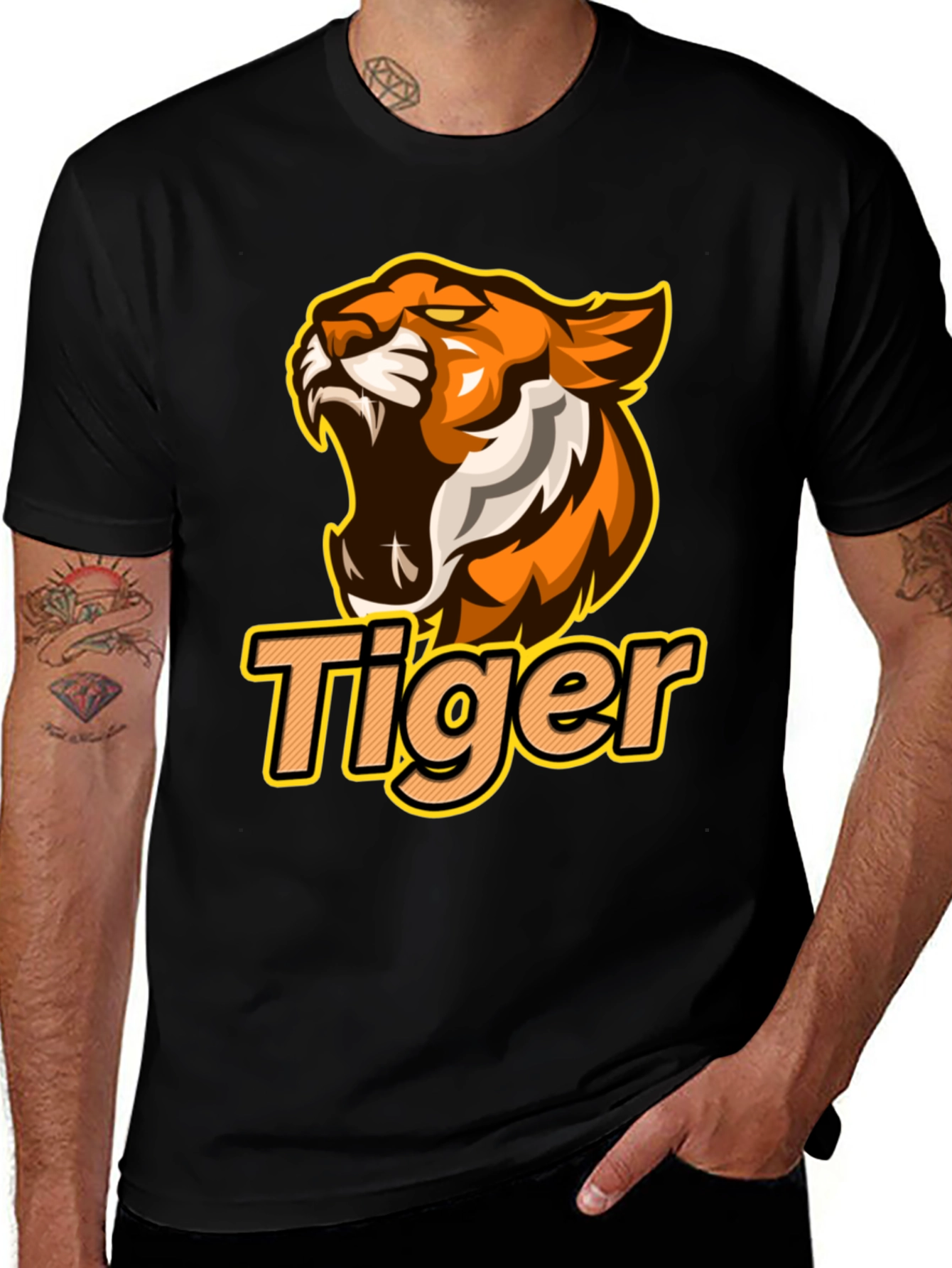 Variant 12 of Tiger Graphic Black T-Shirt - Bold Design