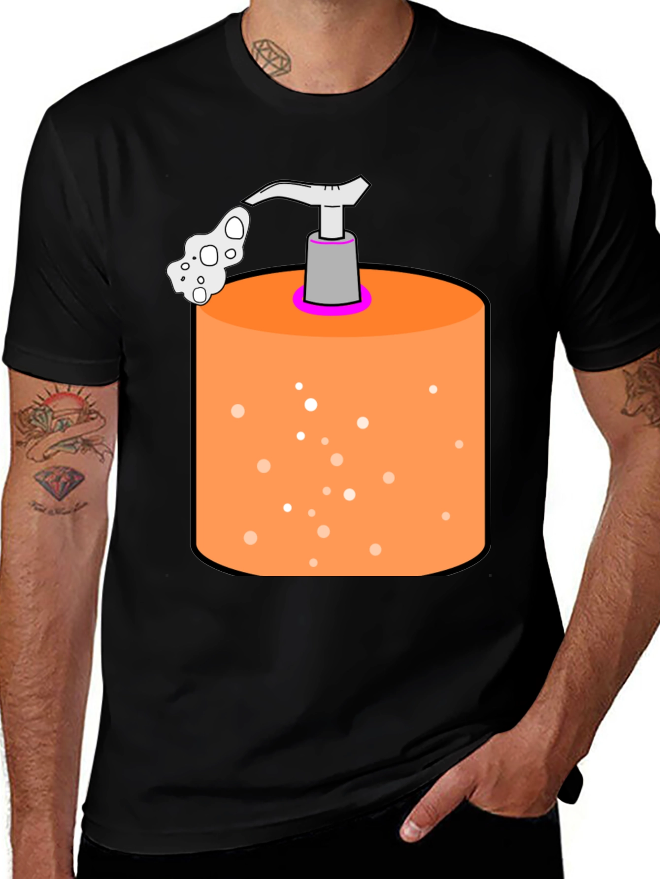 Variant 19 of Novelty Soap Dispenser Graphic Tee - Black Cotton Blend