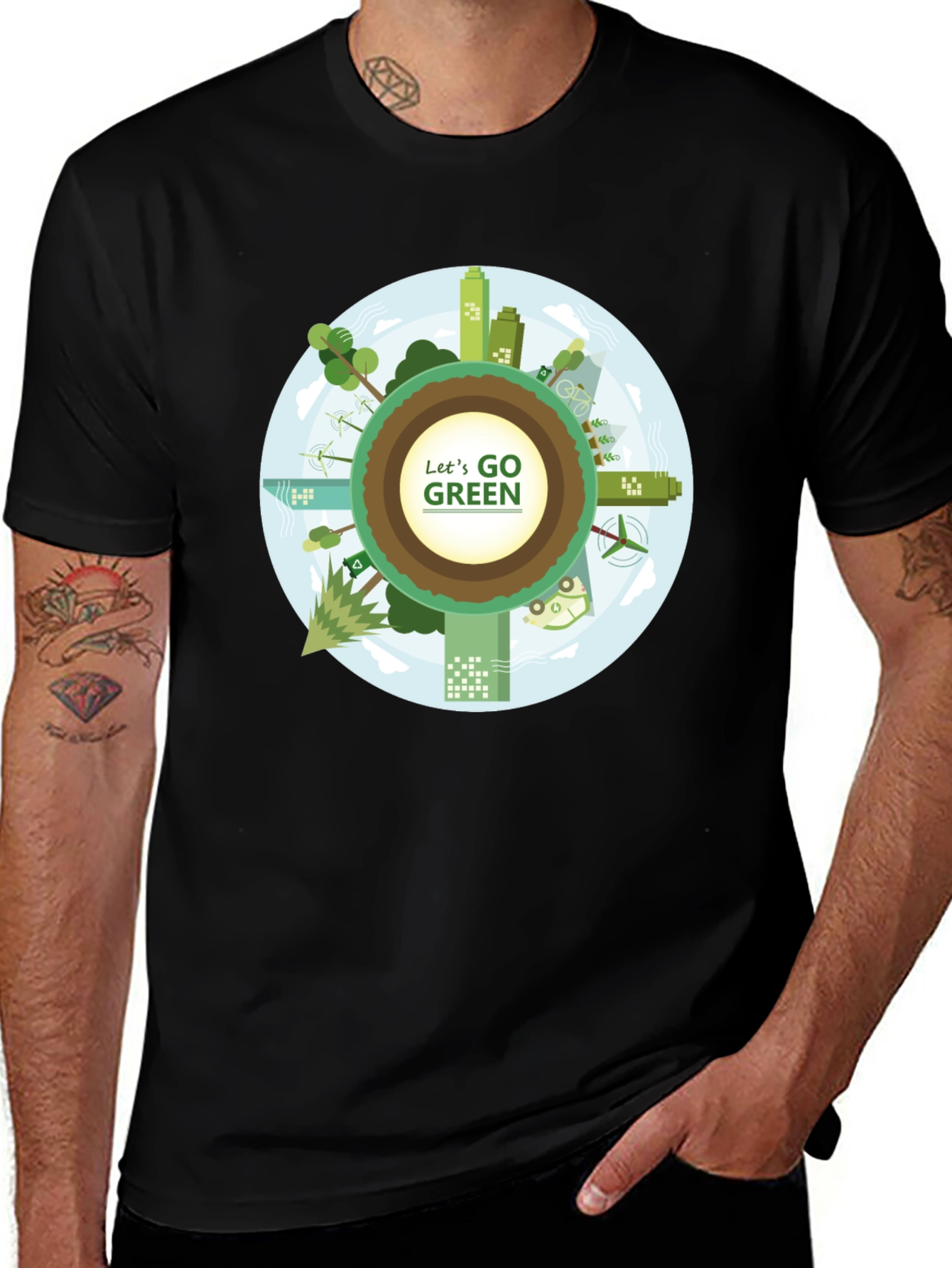 Variant 3 of Eco-Friendly Let's Go Green Graphic T-Shirt