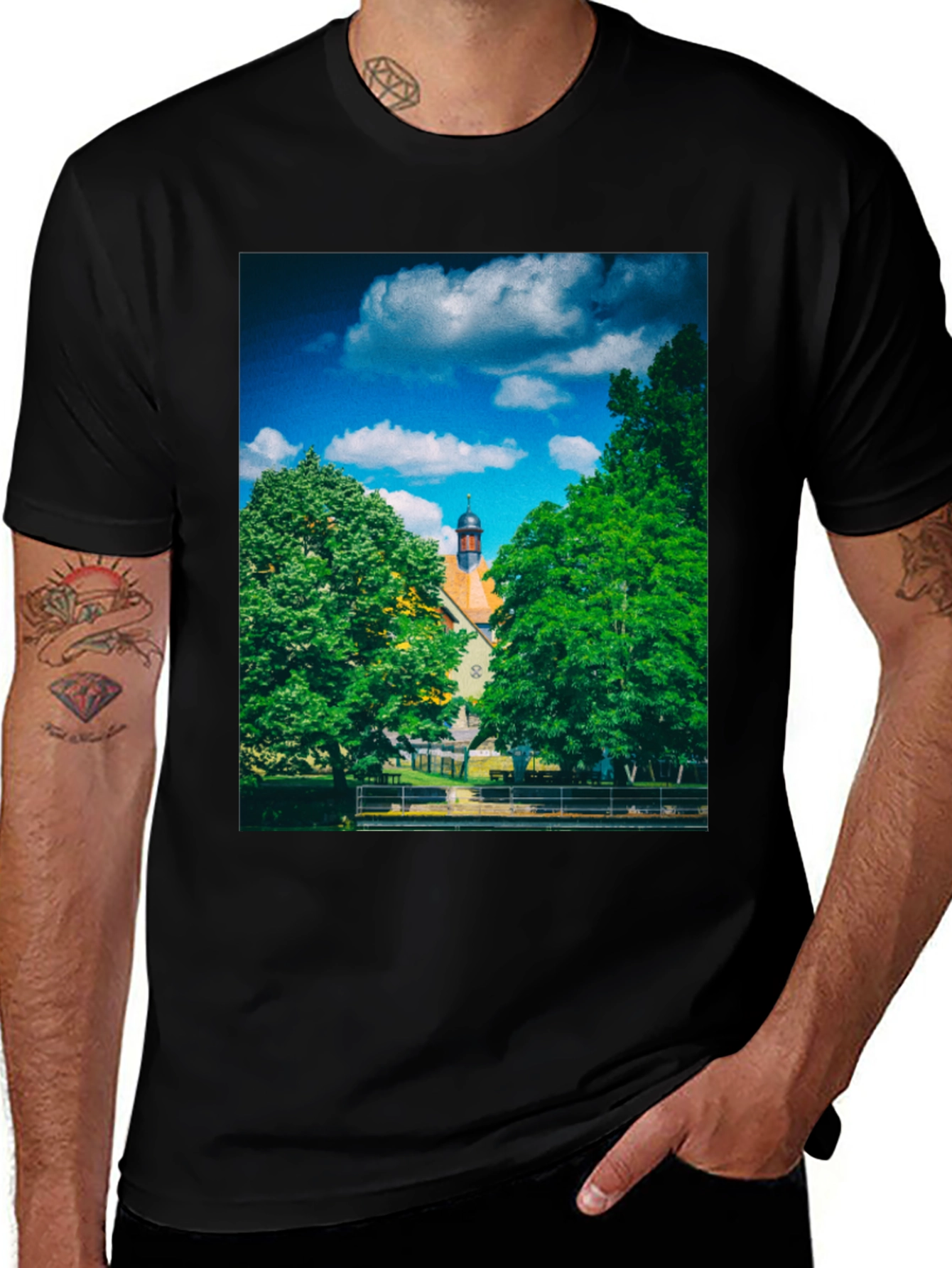 Variant 3 of Scenic Landscape Black T-Shirt