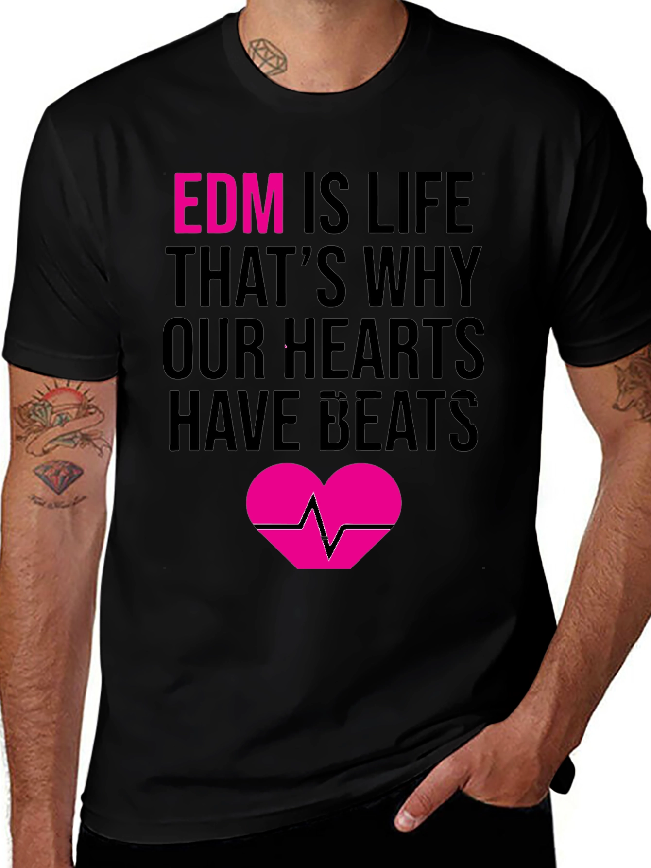 Black EDM is Life Graphic Tee - Music Lover T-Shirt main image