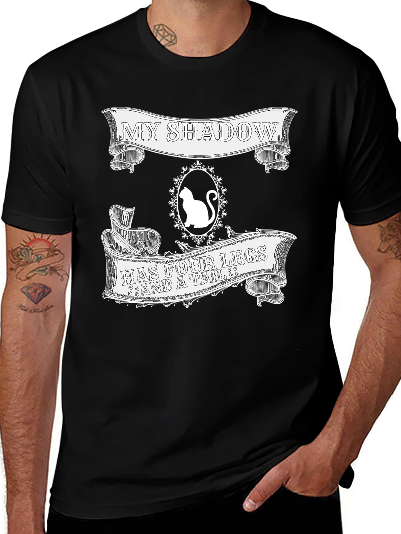 Variant 16 of My Shadow Has Four Legs & A Tail Cat T-Shirt