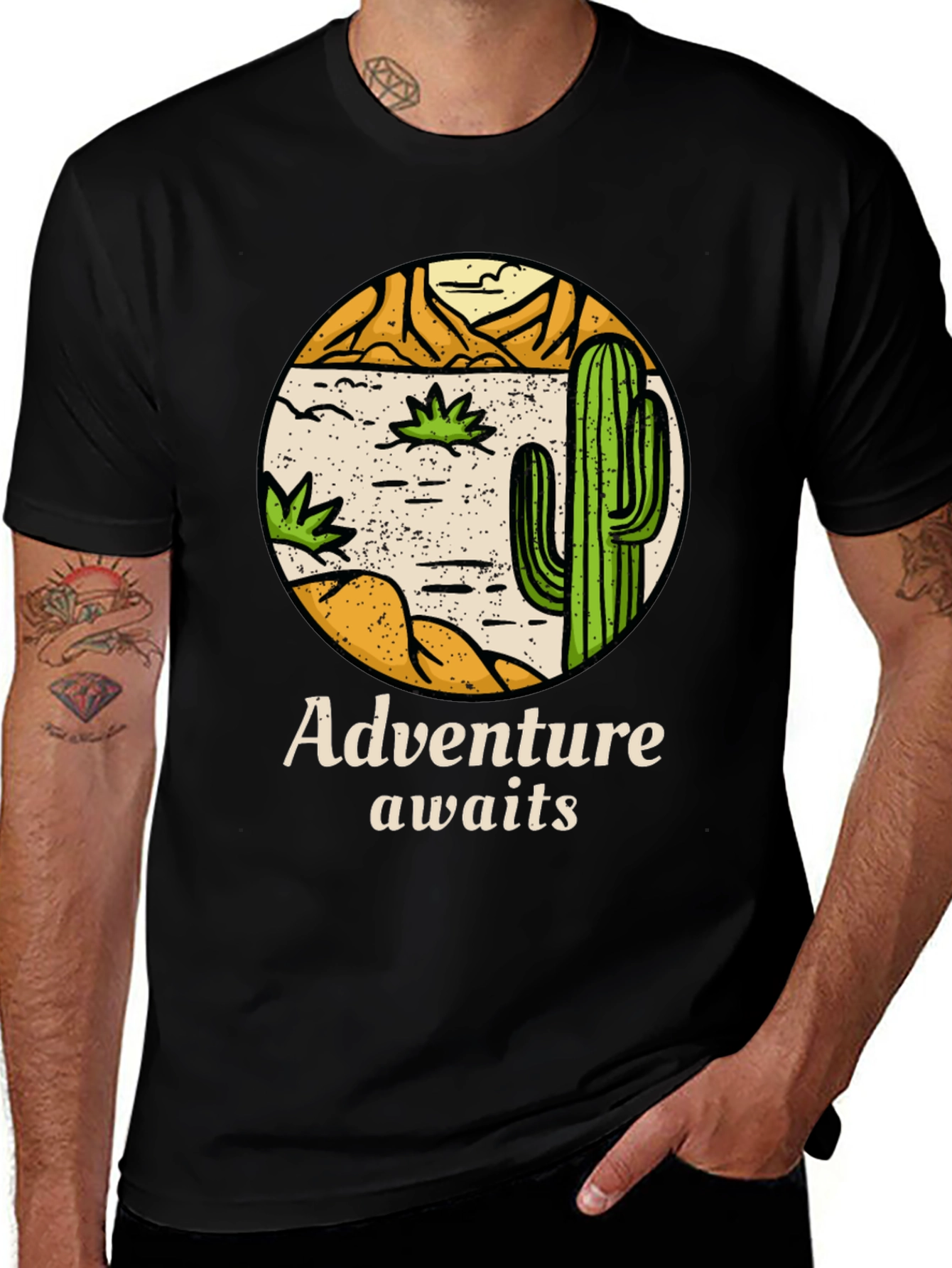 Adventure Awaits Cactus Graphic Tee - Desert Style Shirt