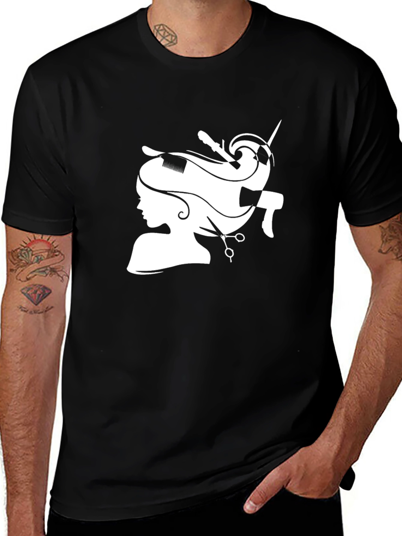 Variant 16 of Stylish Barber Silhouette Black T-Shirt