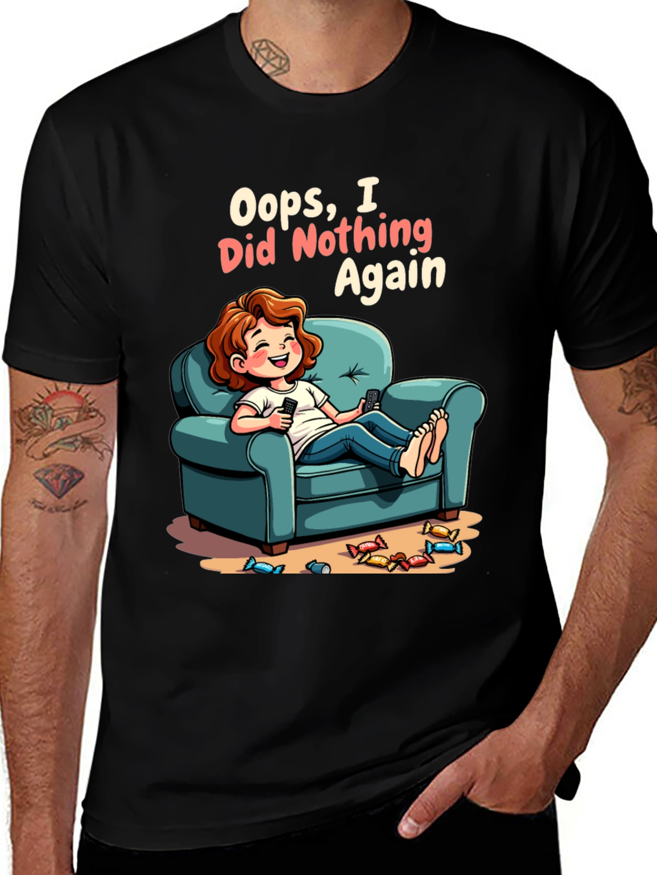 Variant 18 of Oops I Did Nothing Again T-Shirt Funny Lazy Cartoon Tee
