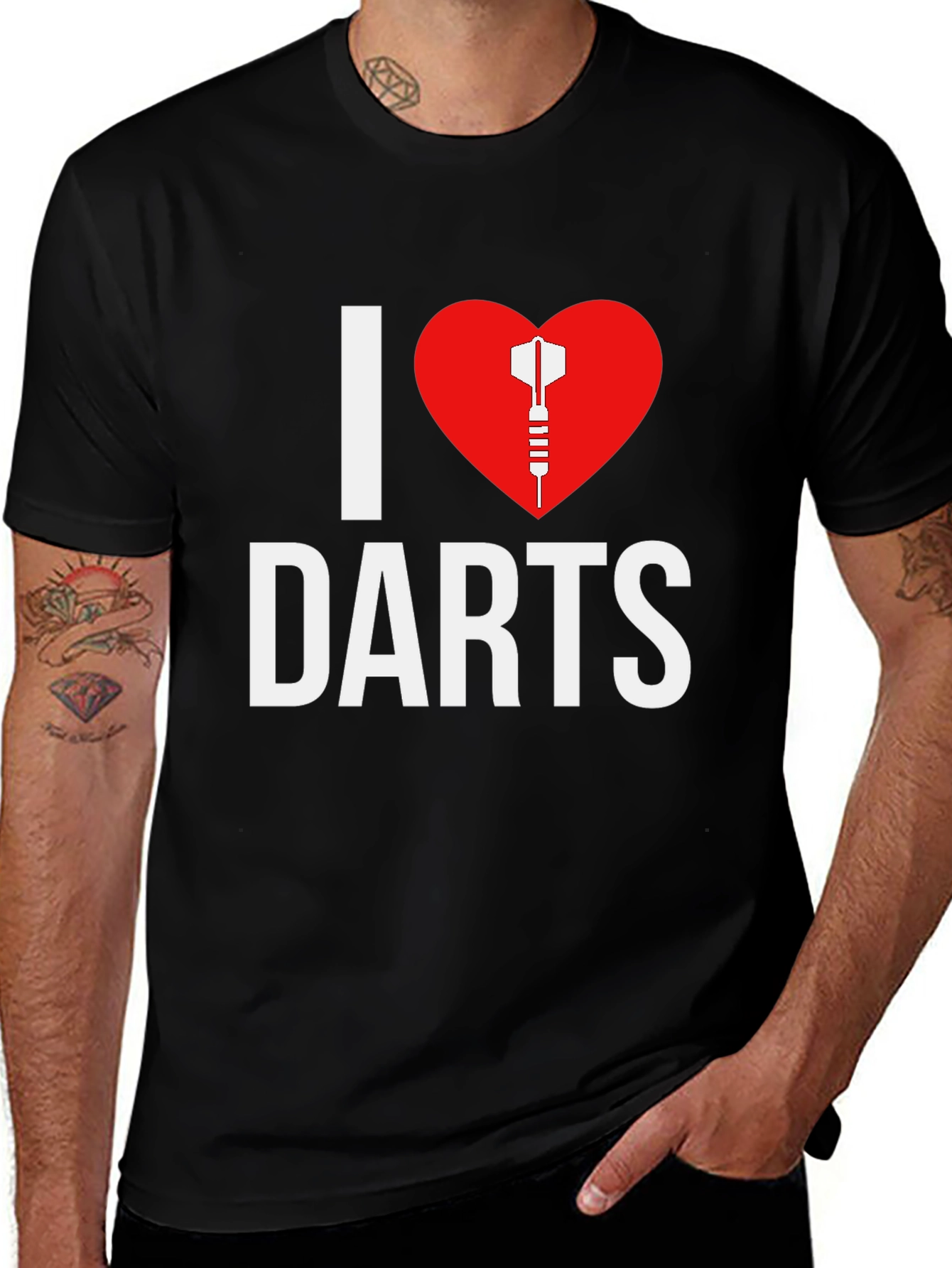 Variant 21 of I Heart Darts T-Shirt - Black Tee