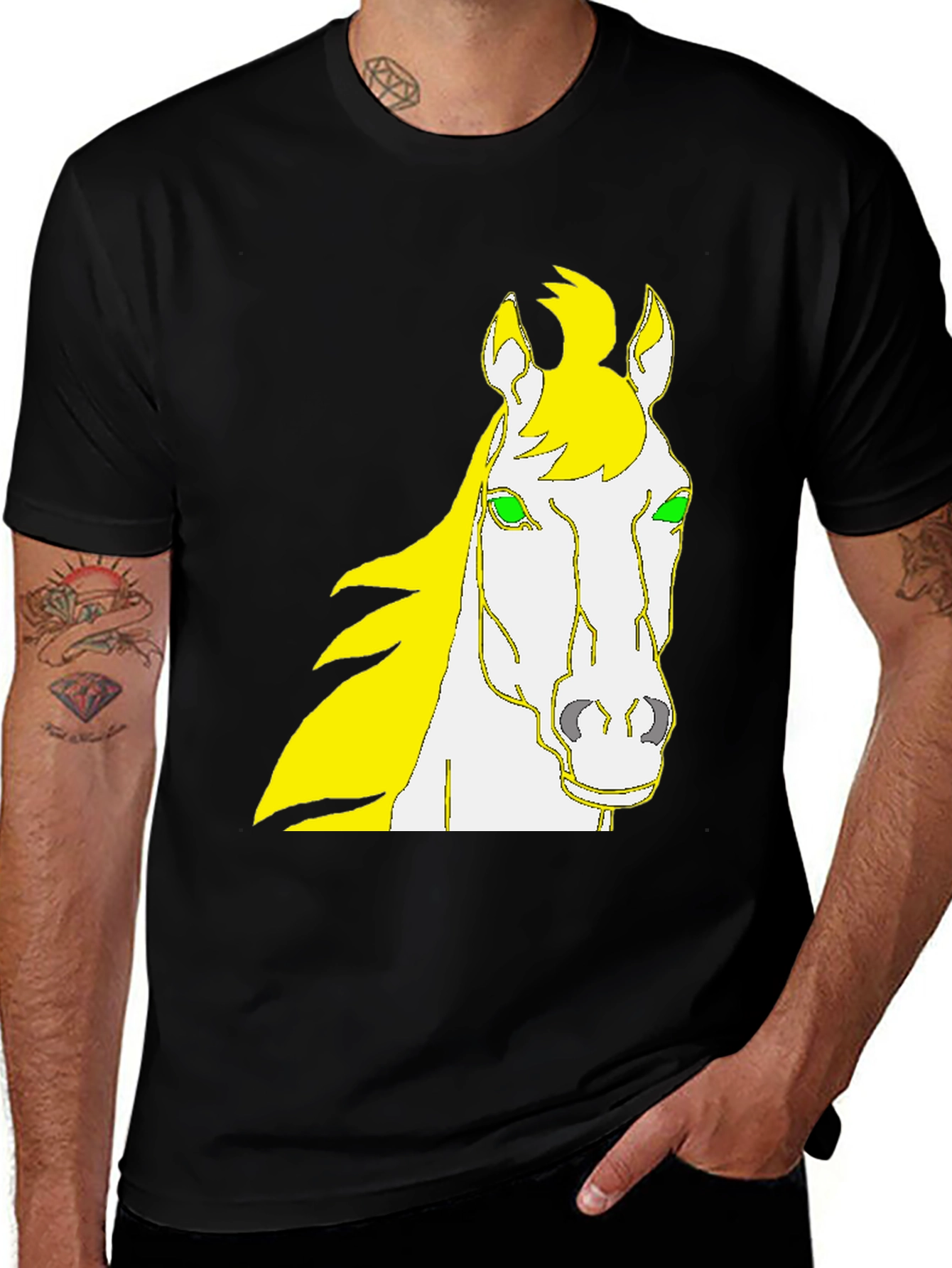 Variant 29 of Horse Graphic Tee - Black Cotton Shirt