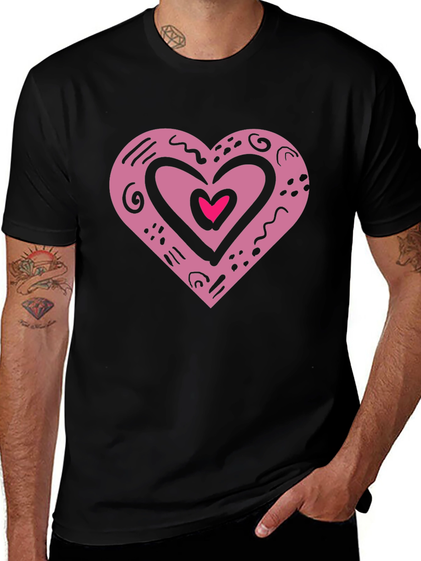 Variant 23 of Heart Graphic Tee - Stylish Black Cotton Casual Wear