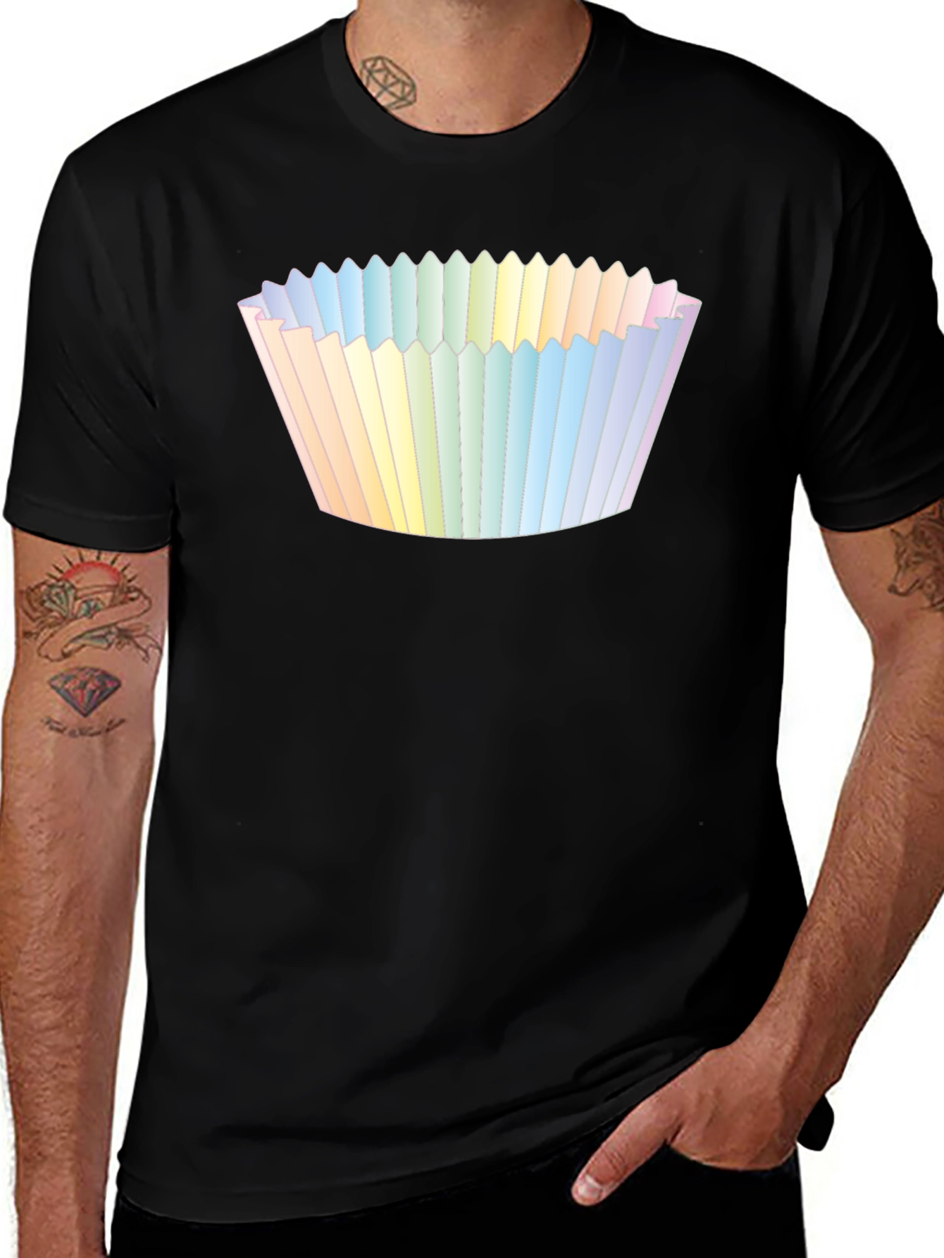 Black Cupcake Liner Graphic Tee - Black Cotton T-Shirt main image