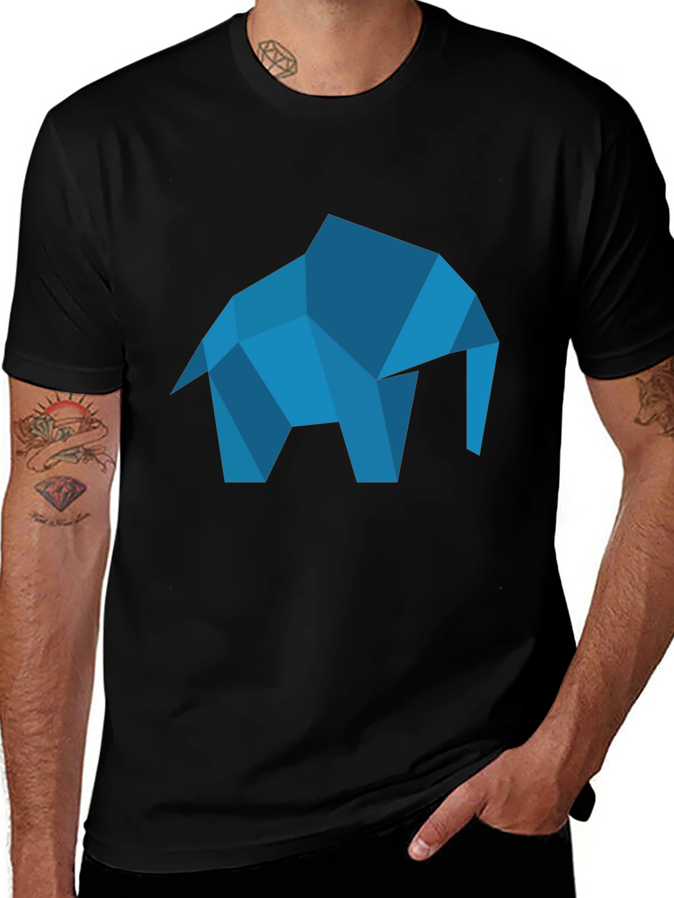 Variant 21 of Geometric Elephant Graphic Tee - Modern Black T-Shirt