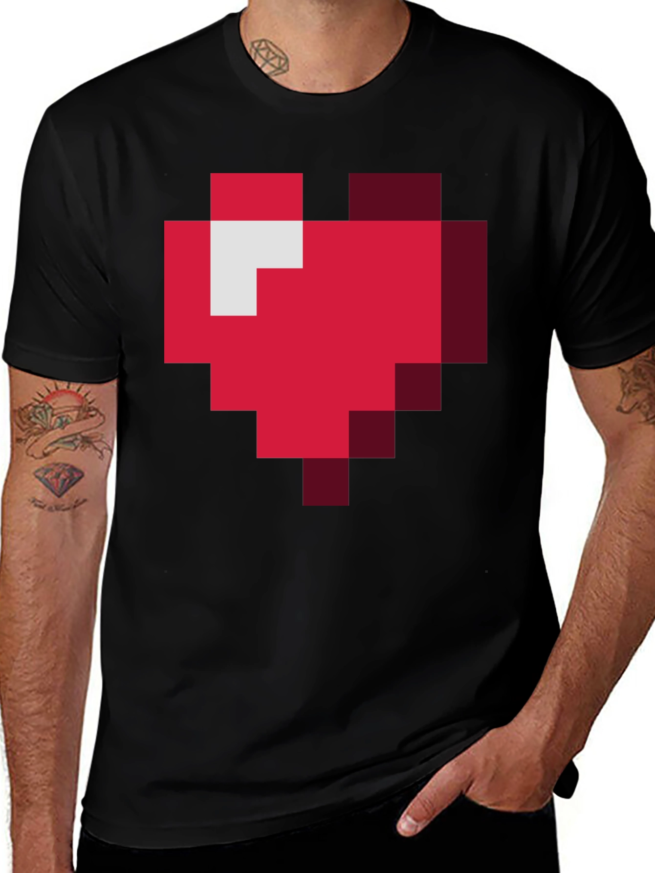 Pixel Heart Graphic T-Shirt - Gamer Style