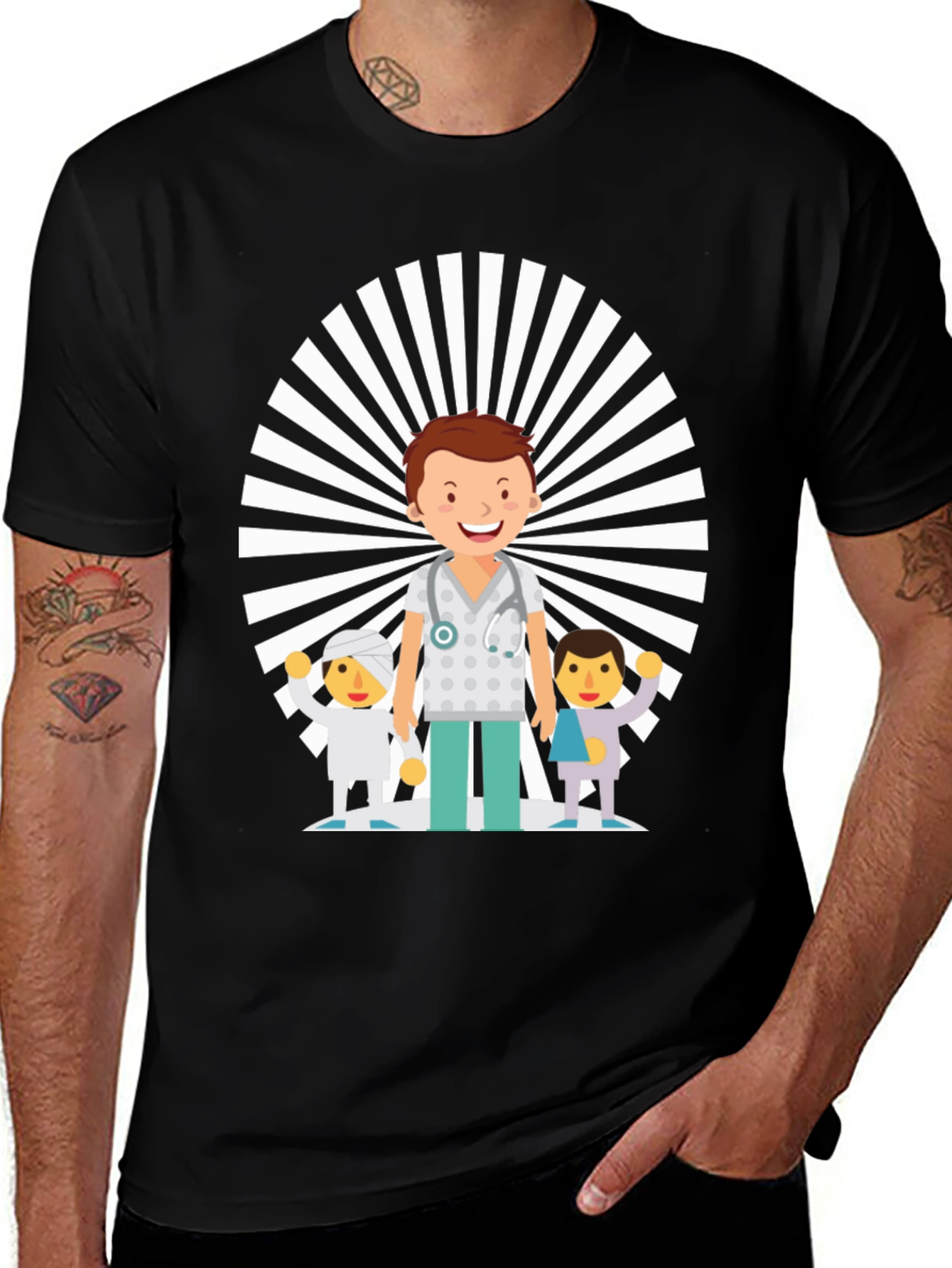 Black Cartoon Doctor Graphic T-Shirt main image
