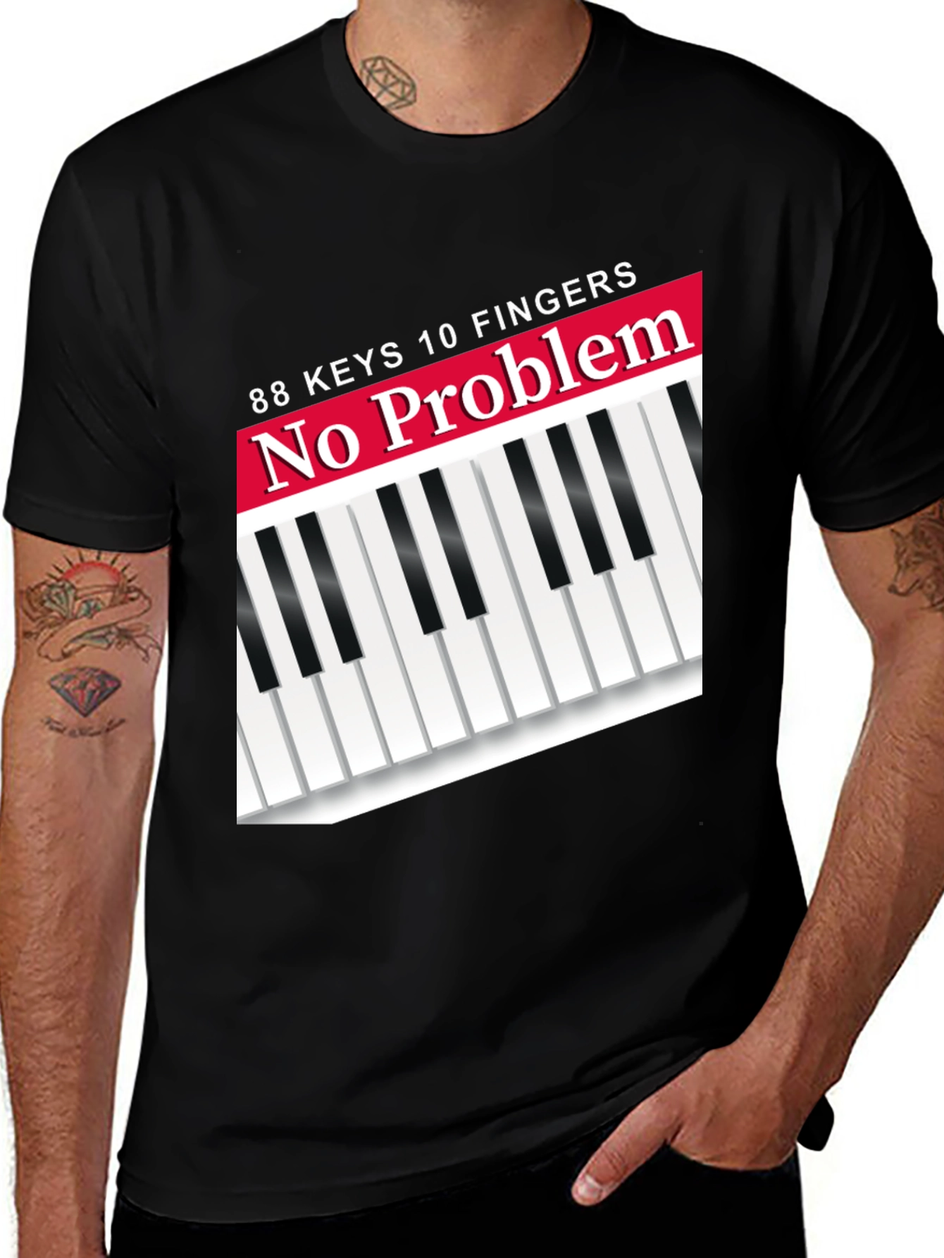 Variant 9 of Piano Keys T-Shirt - 88 Keys, 10 Fingers, No Problem