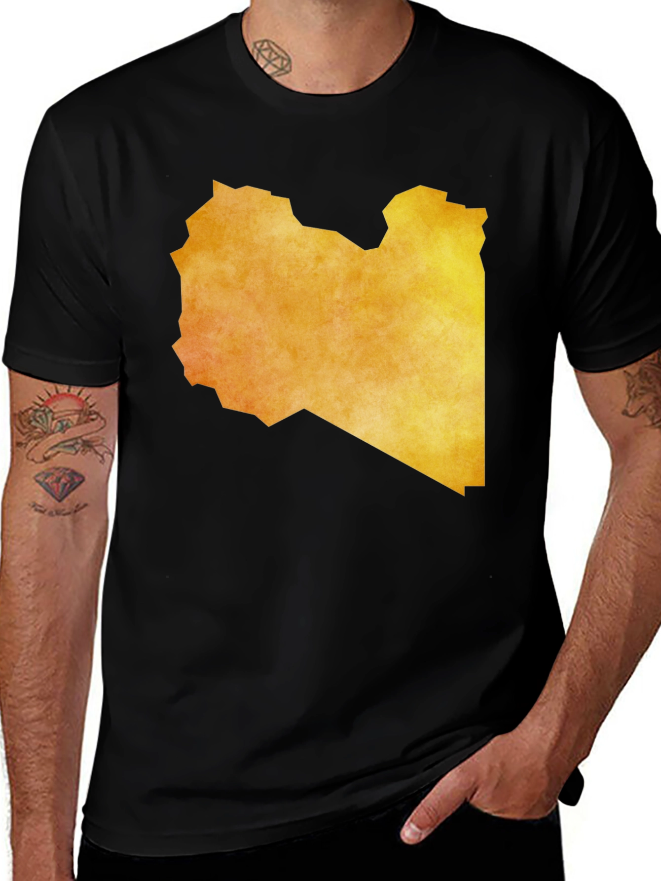 Libya Map T-Shirt - Black Cotton Tee for Libya Fans