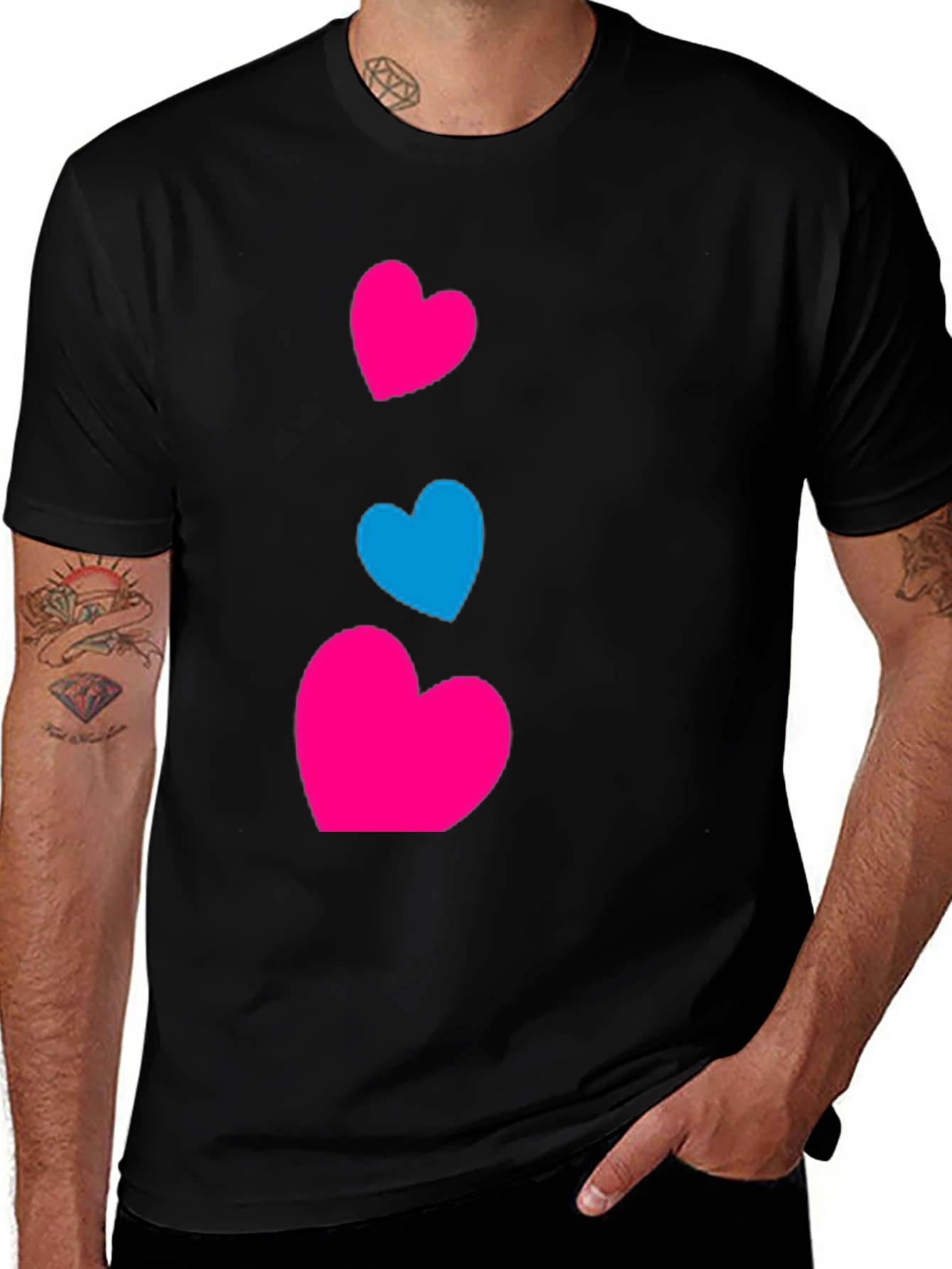 Variant 23 of Heart Graphic Tee - Casual Black T-Shirt