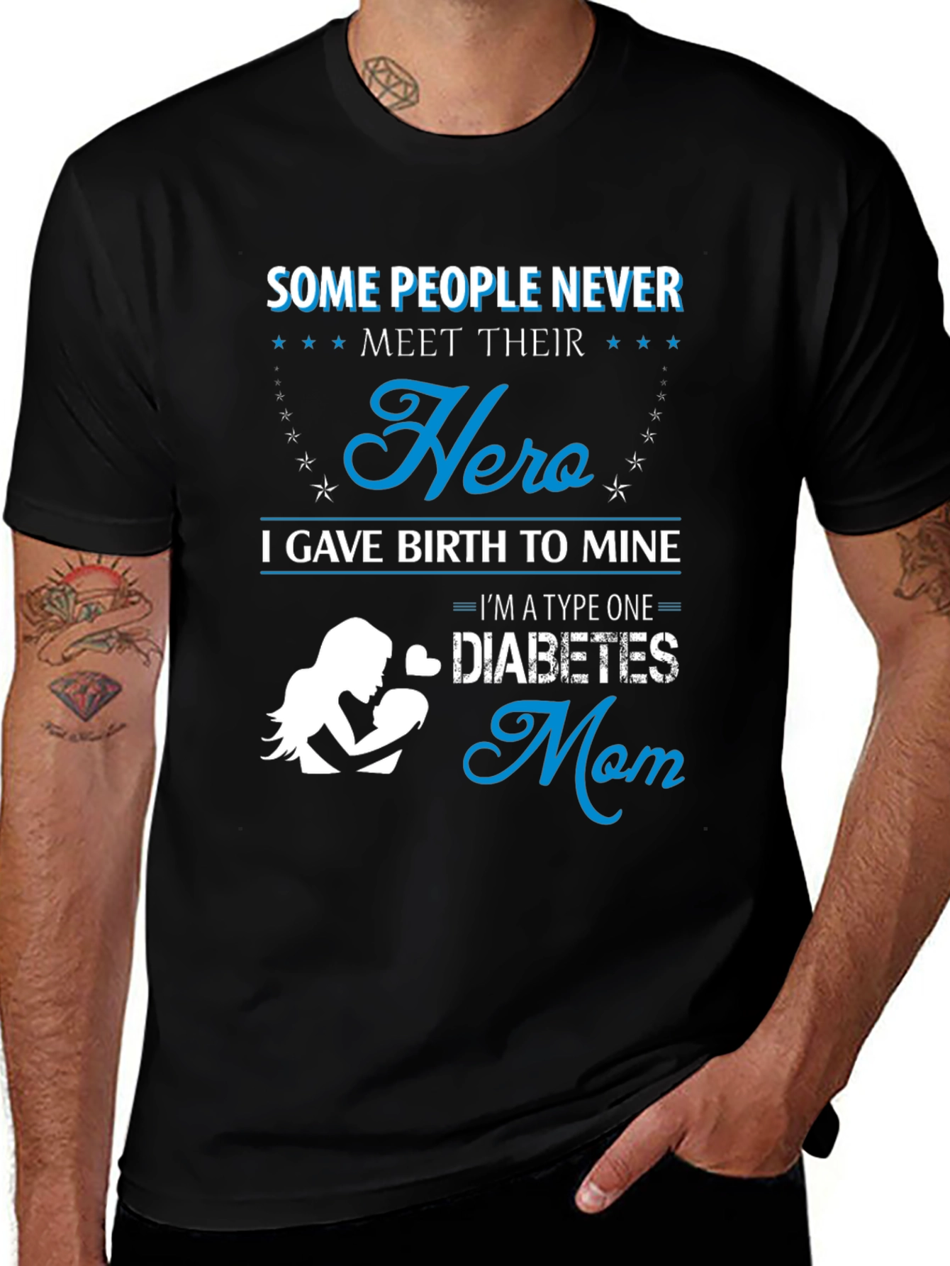 Variant 18 of Type One Diabetes Mom Hero T-Shirt