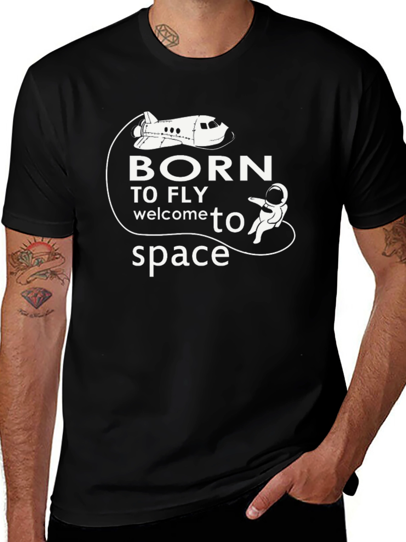 Variant 11 of Born to Fly Space T-Shirt | Astronaut Graphic Tee