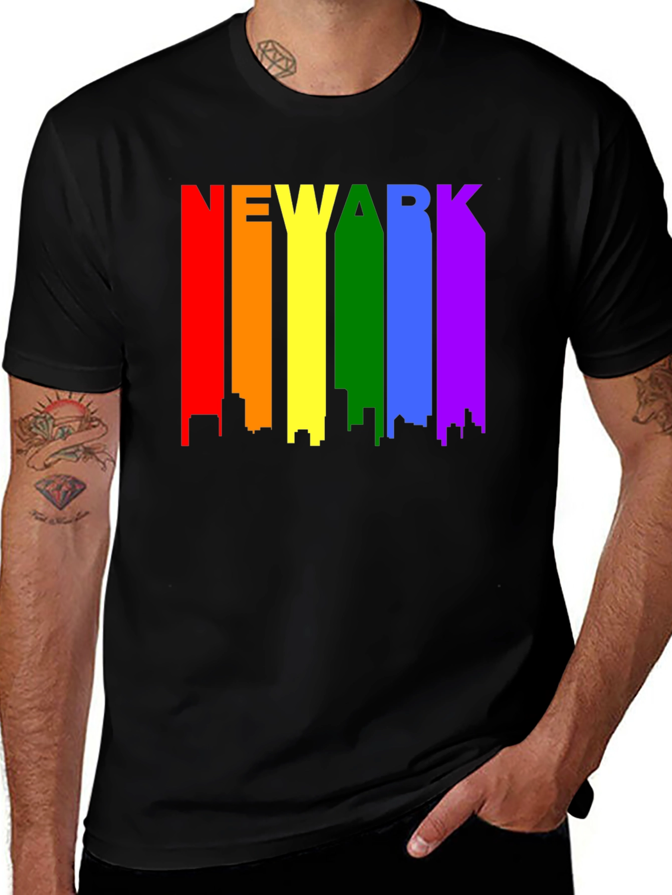 Newark Pride T-Shirt - Rainbow Cityscape Tee