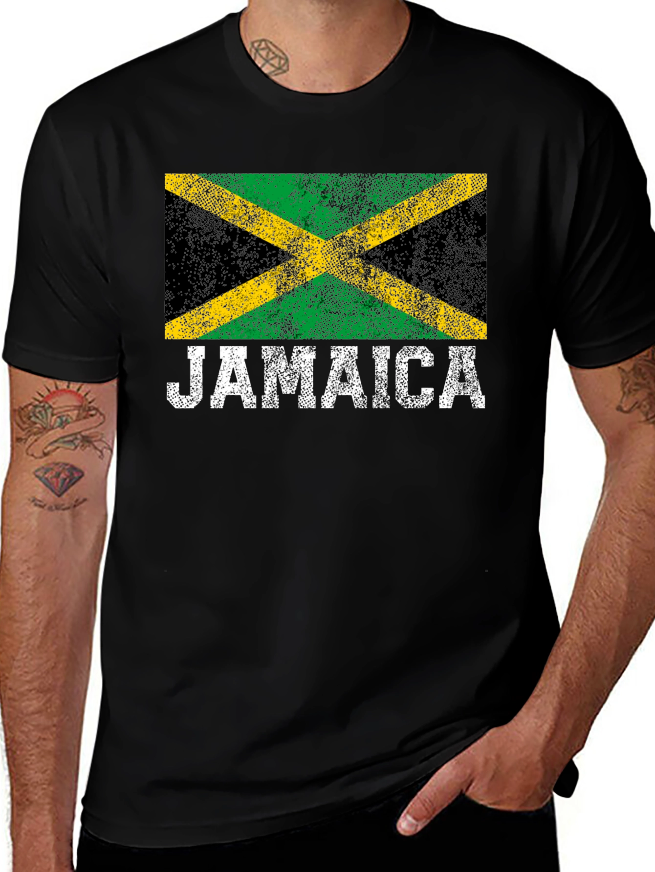 Variant 20 of Jamaica Flag T-Shirt - Black Graphic Tee