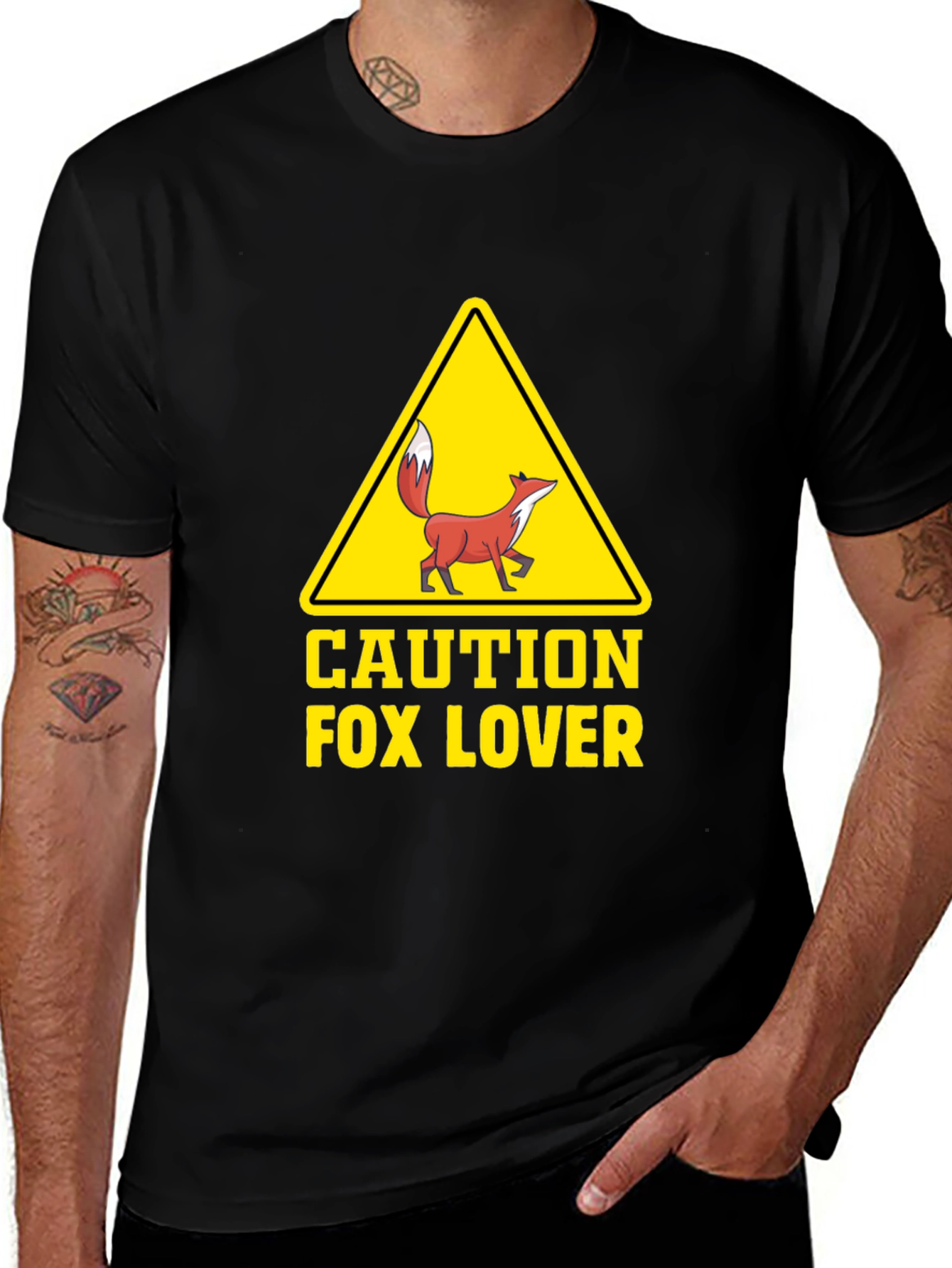 Variant 11 of Caution Fox Lover Graphic T-Shirt - Unisex Crew Neck