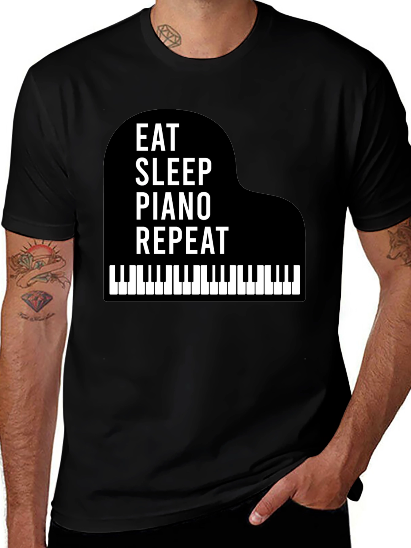 Variant 27 of Eat Sleep Piano Repeat Black T-Shirt