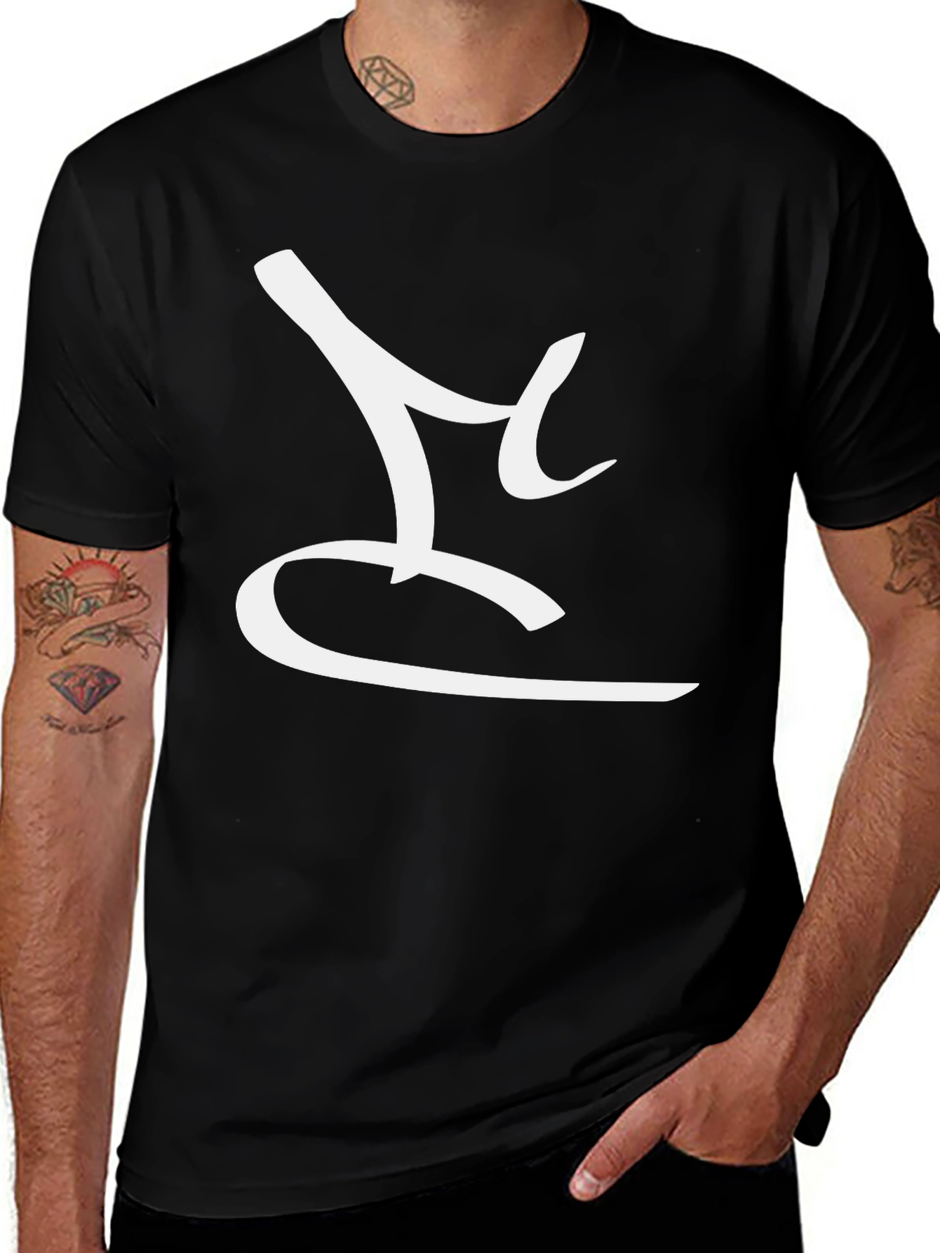 Variant 18 of Stylish Black T-Shirt with Abstract White Design