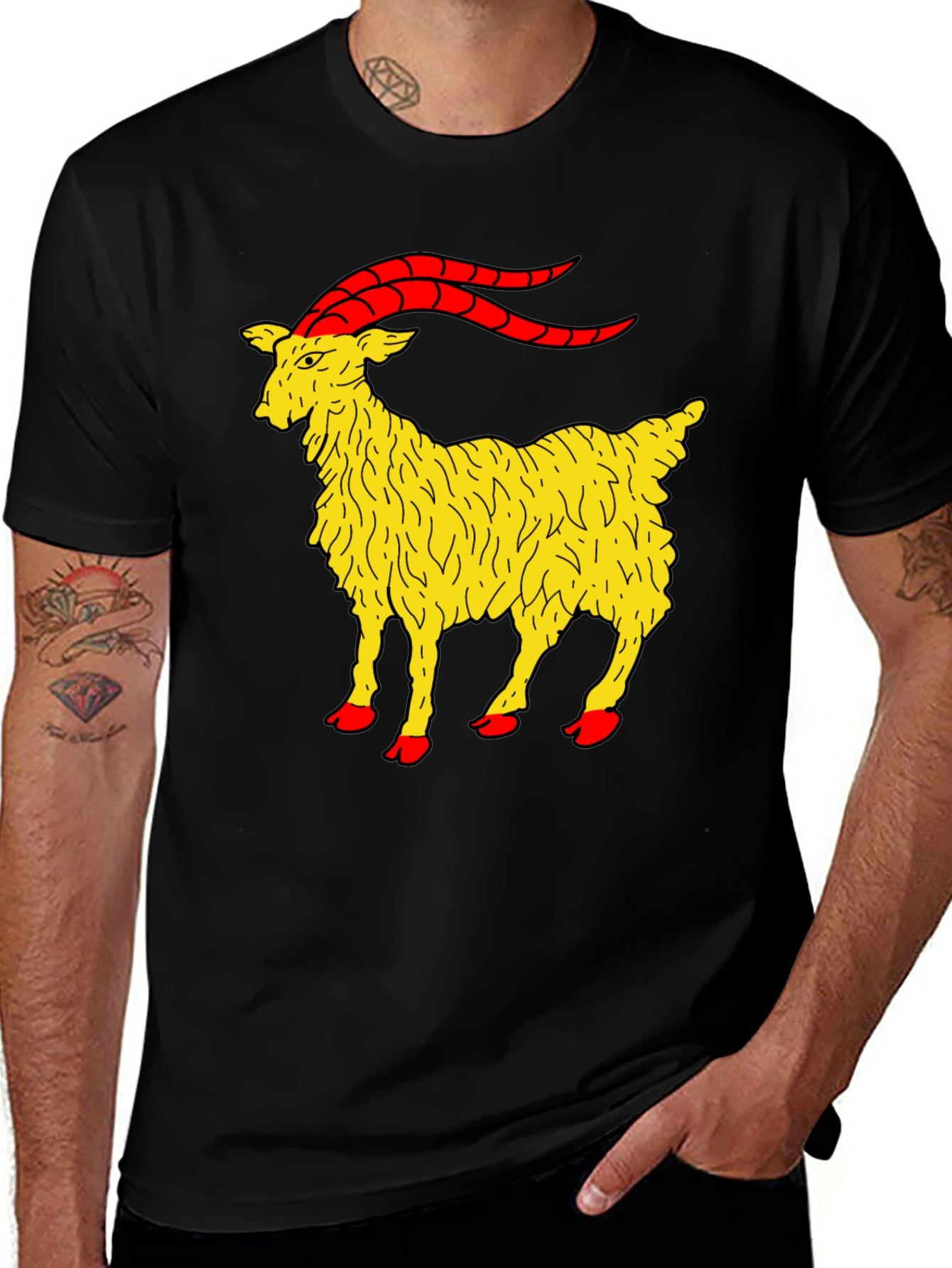 Variant 27 of Goat Graphic Tee - Black Cotton T-Shirt