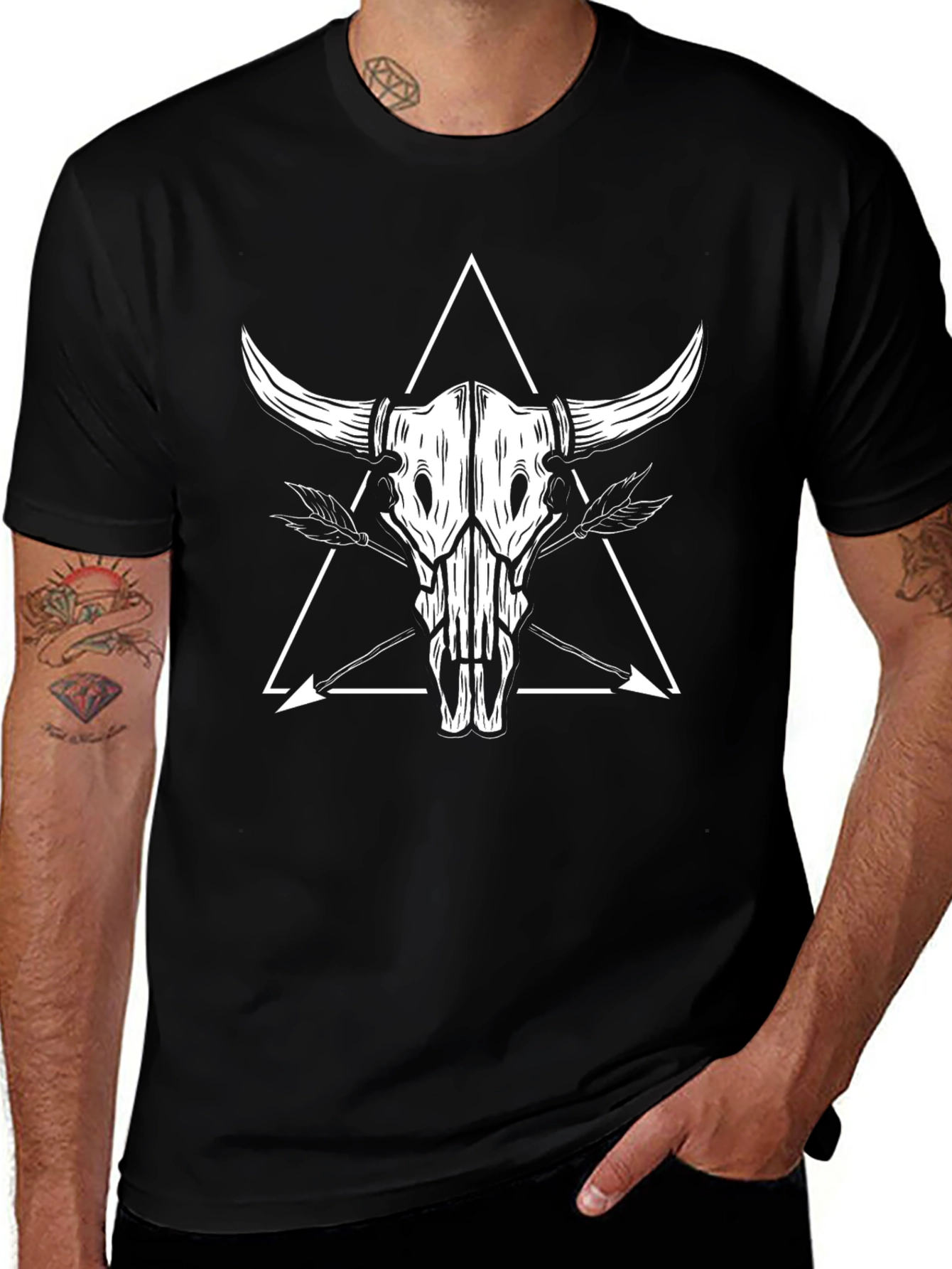 Bull Skull Arrow T-Shirt - Black Graphic Tee
