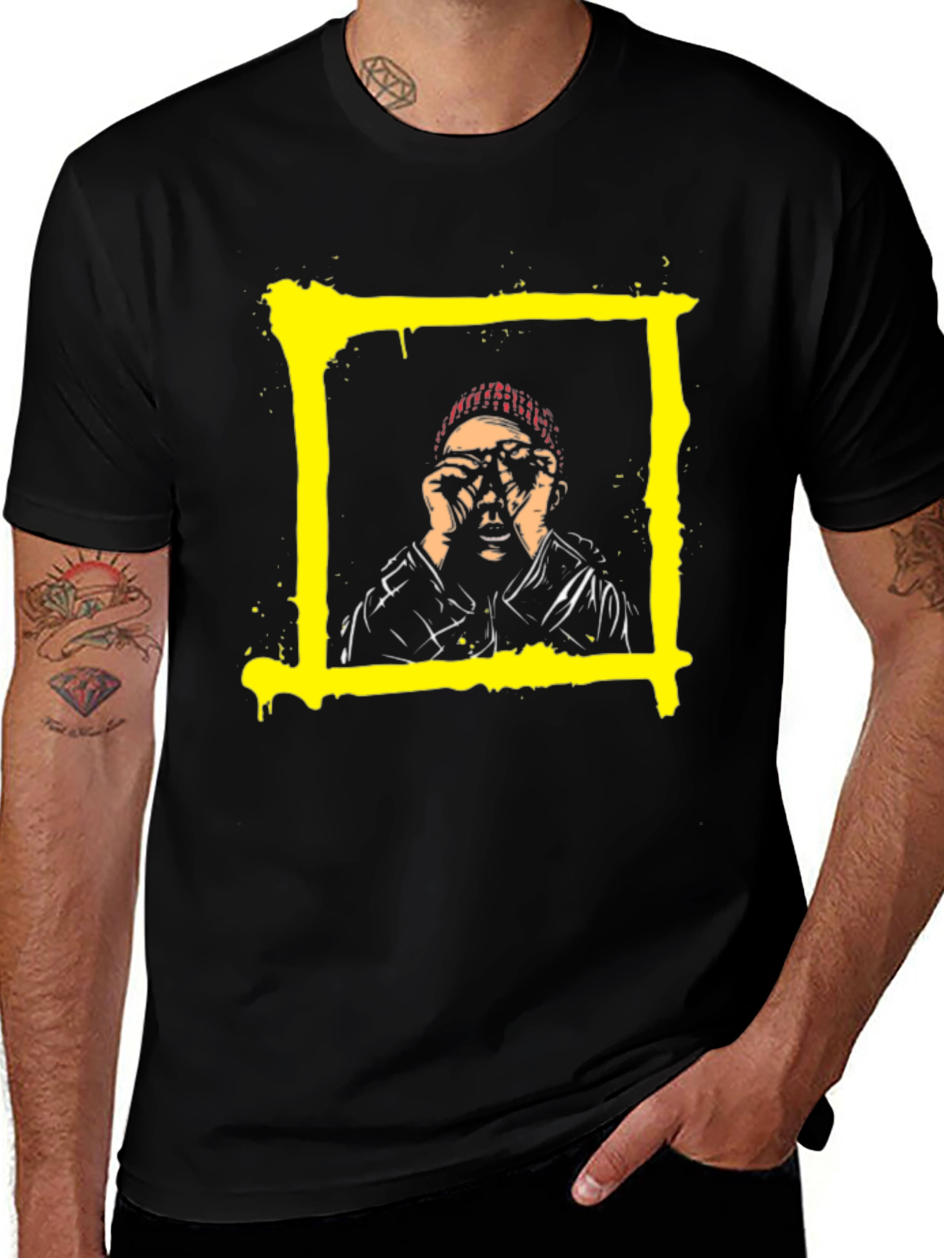 Variant 25 of Edgy Graphic Tee - Yellow Square Design