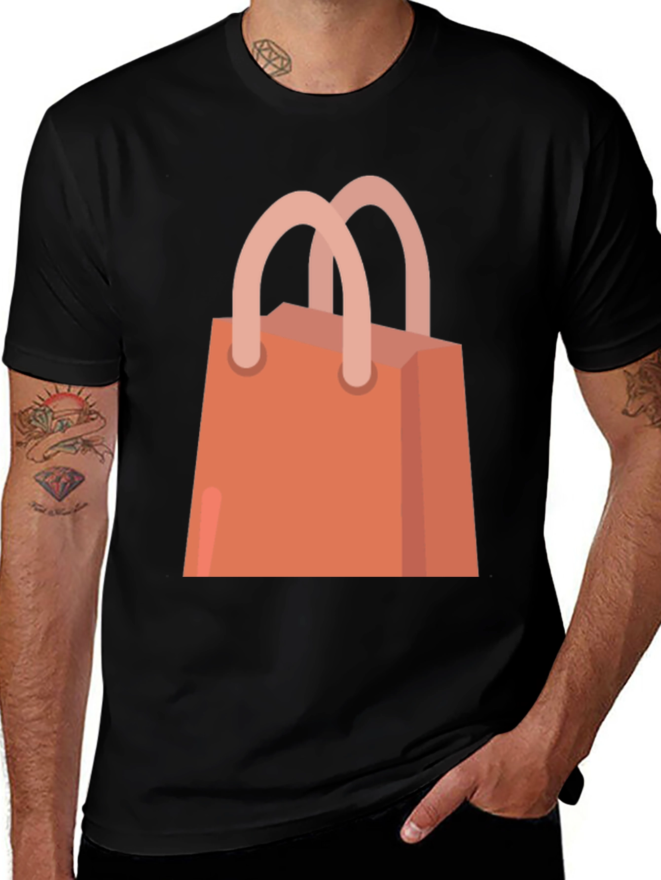 Variant 26 of Shopping Bag Graphic Tee - Stylish Black T-Shirt