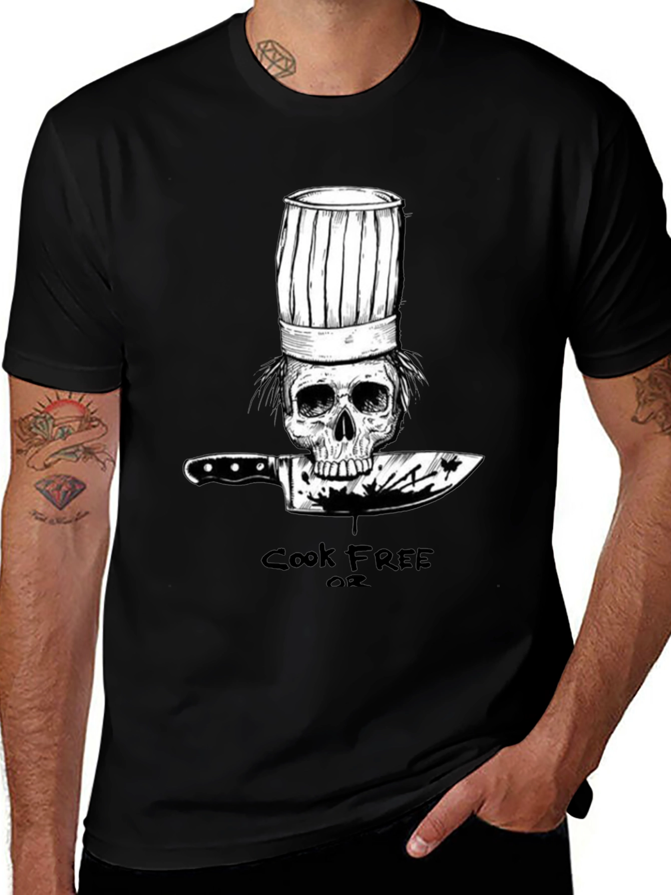 Variant 4 of Cook Free or Die Chef Skull T-Shirt