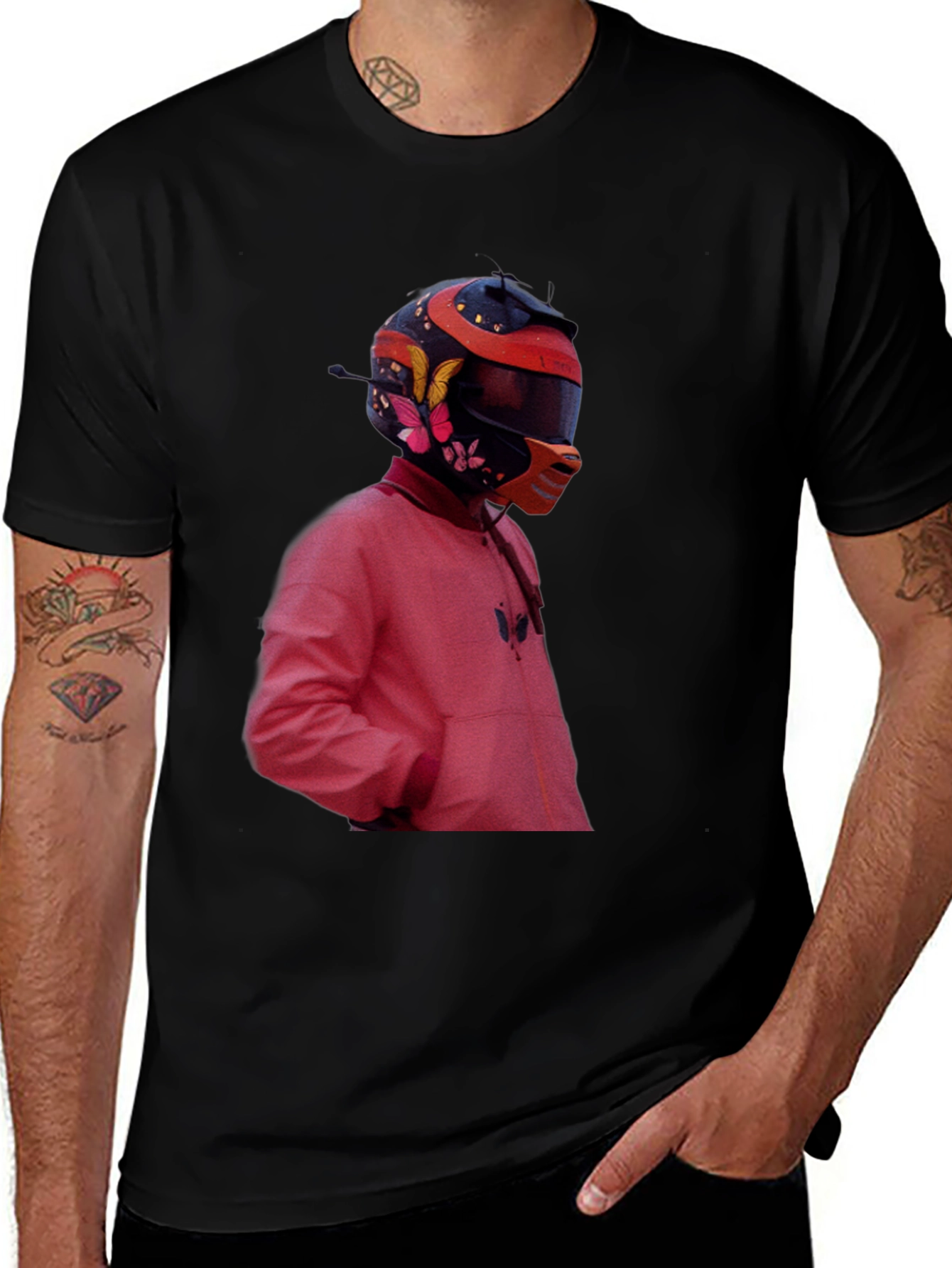 Variant 21 of Trendy Graphic Tee - Rider Helmet Design