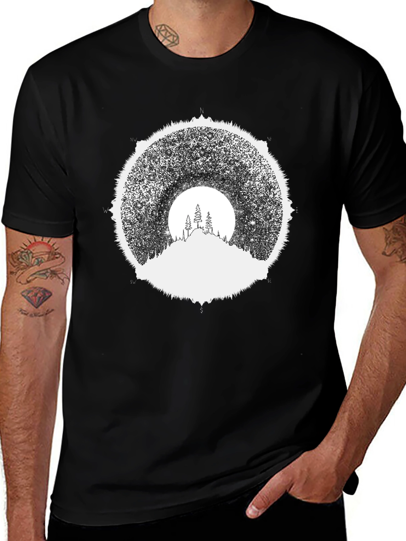 Variant 16 of Stargazer Mountain Tee - Black Graphic T-Shirt
