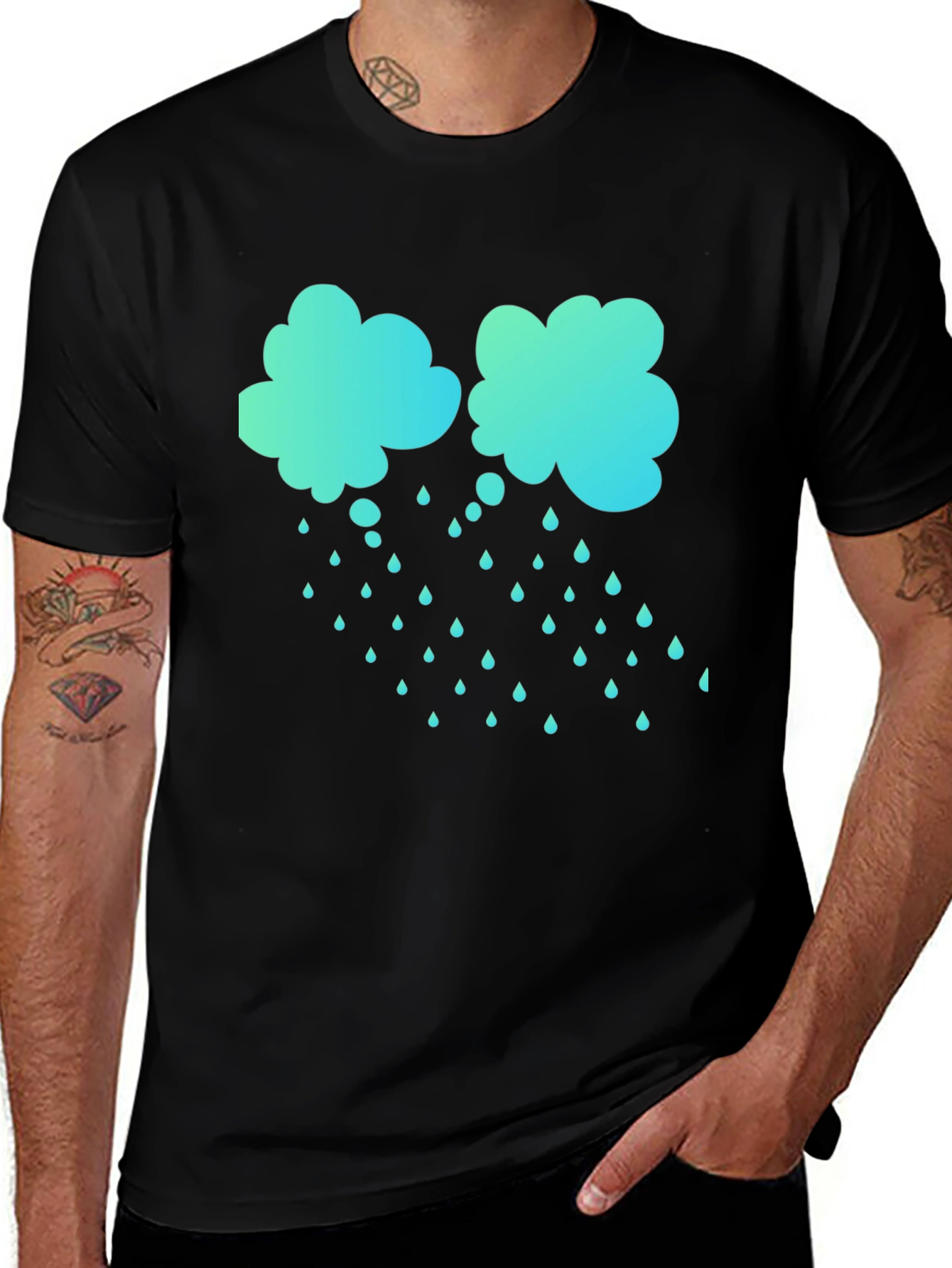 Variant 27 of Rainy Day Cloud T-Shirt - Black Cotton Tee