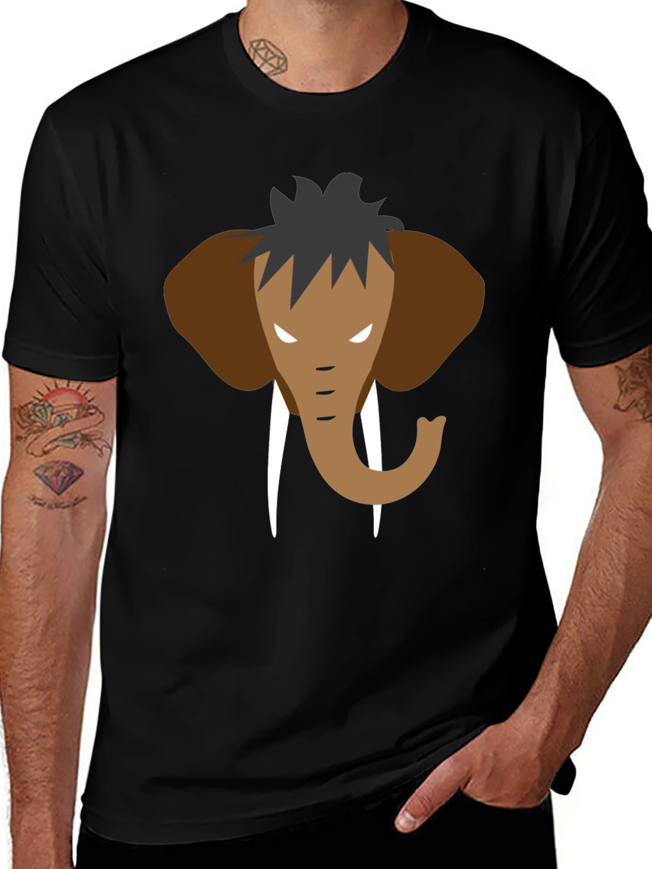 Variant 9 of Elephant Graphic Black T-Shirt
