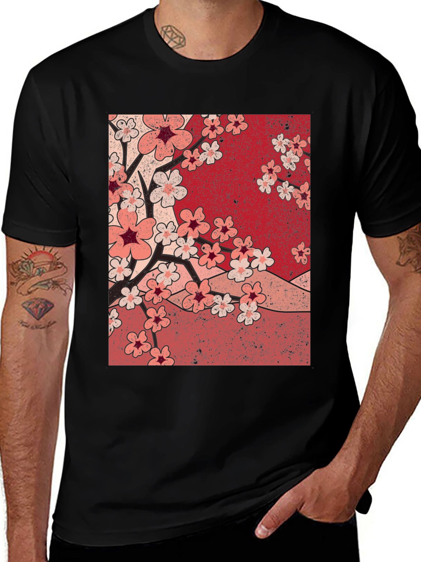 Variant 25 of Cherry Blossom Graphic Tee - Black