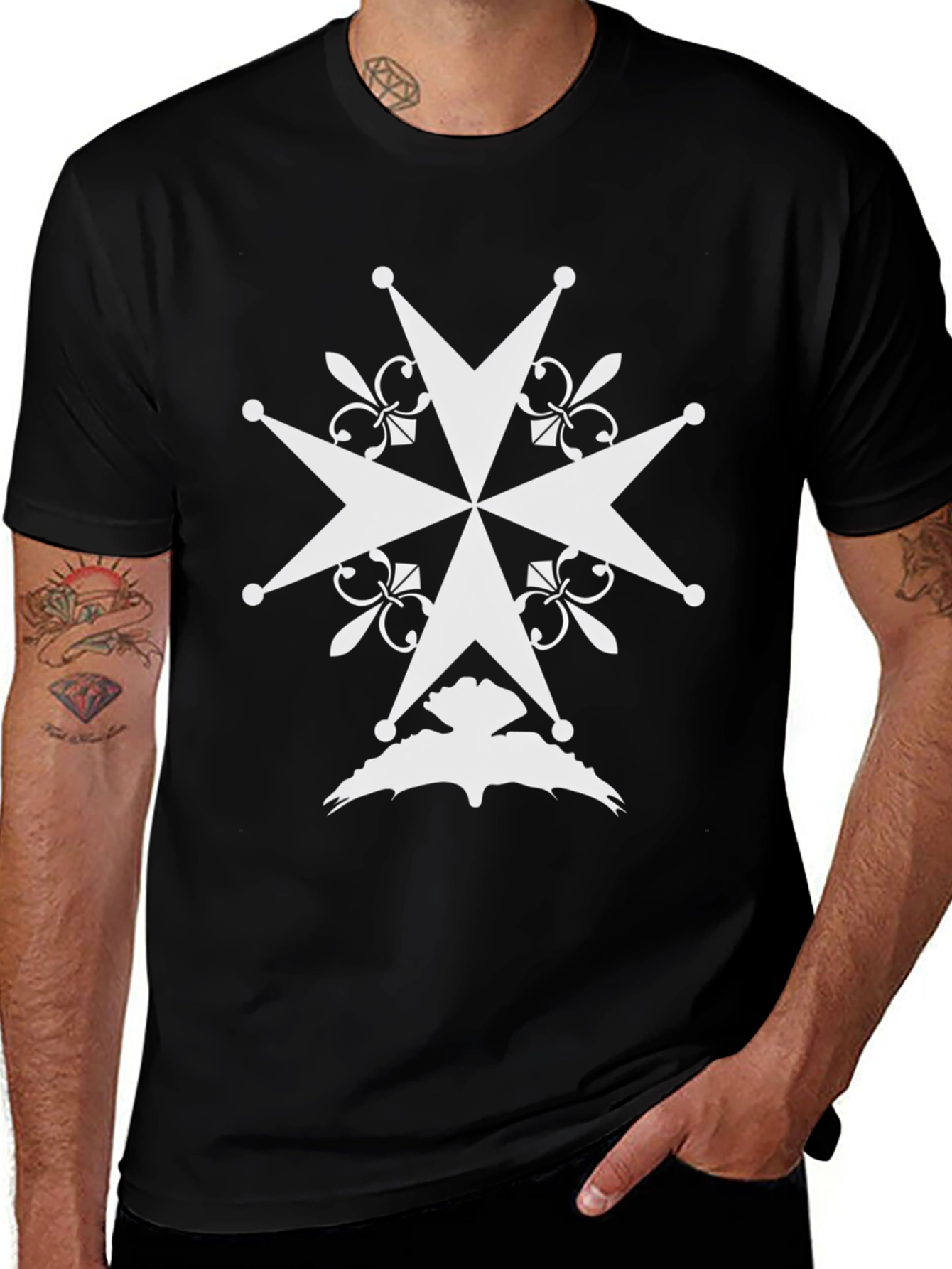 Embroidered Maltese Cross Graphic Tee