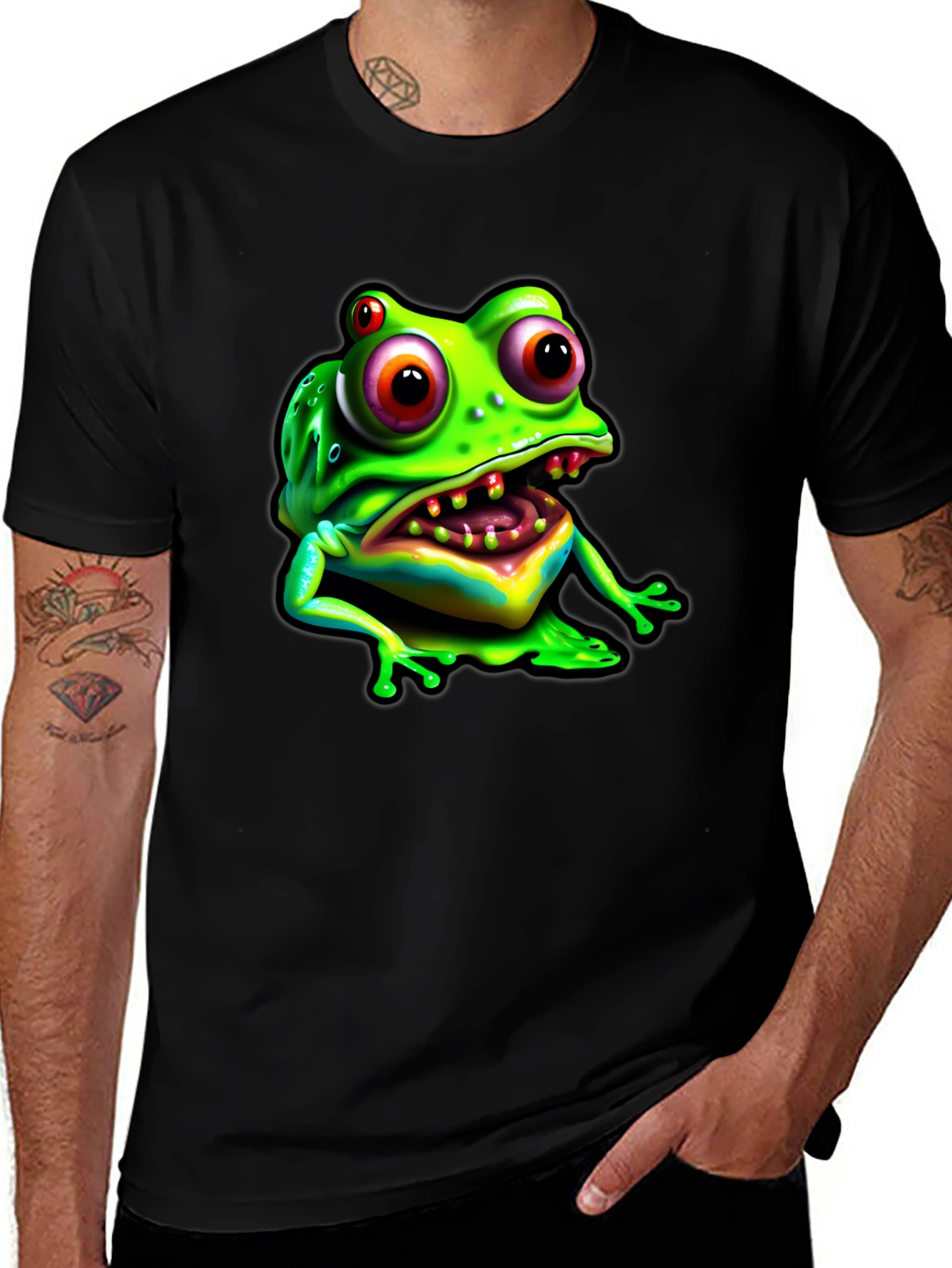 Variant 28 of Frog Graphic Tee - Black Cotton Comfort