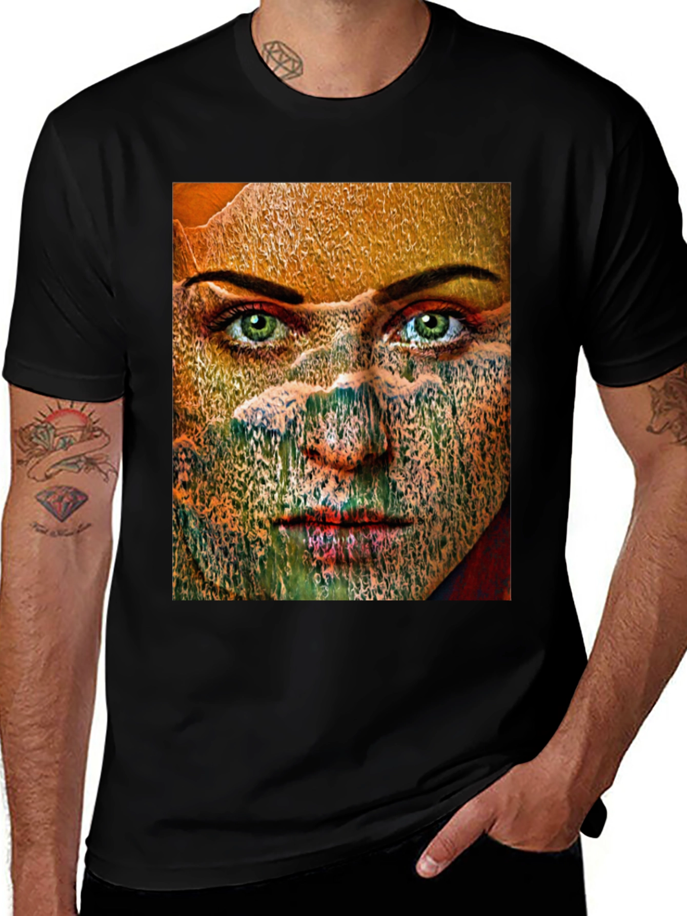 Variant 18 of Abstract Woman Graphic Print Black T-Shirt