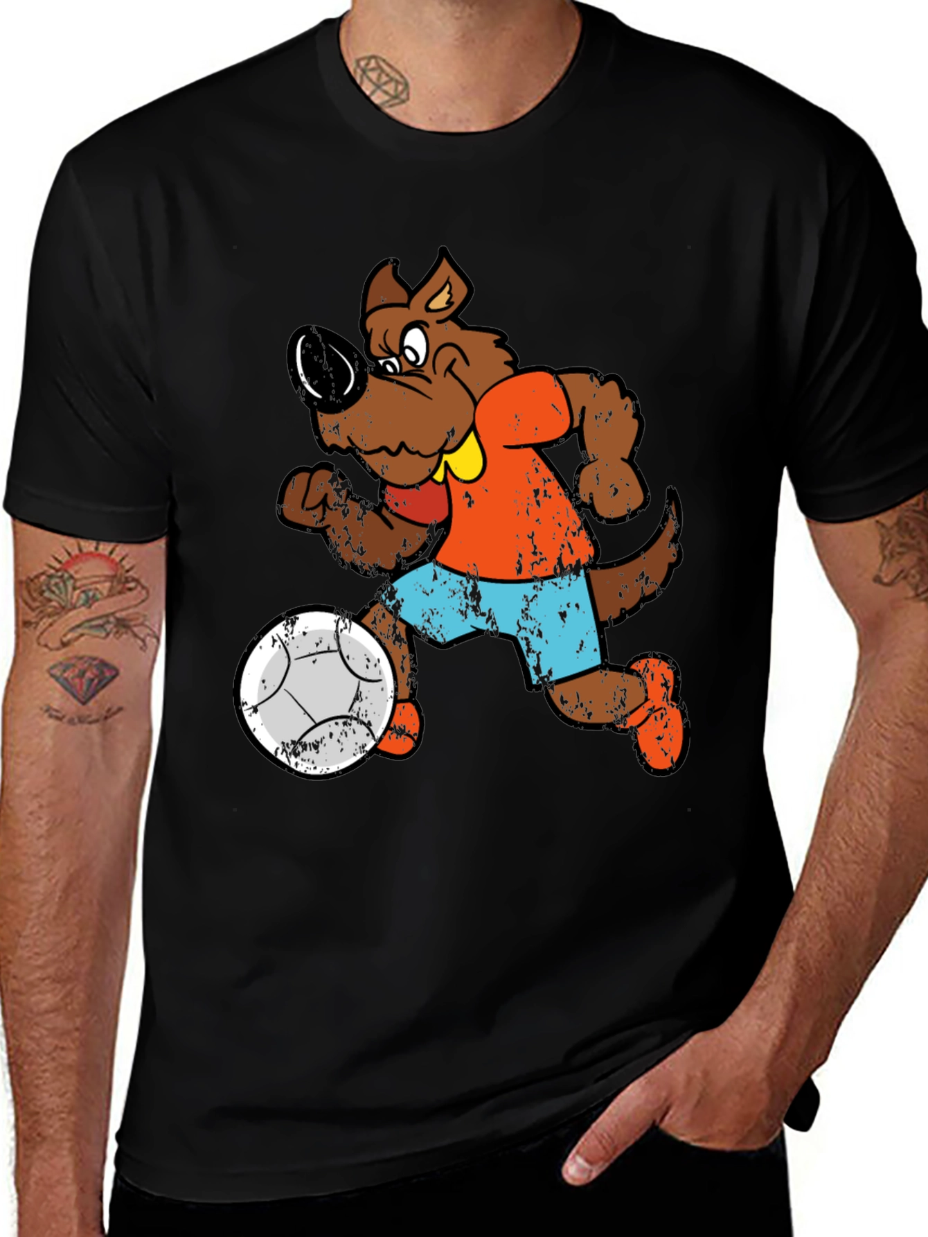 Variant 6 of Cartoon Dog Playing Soccer Graphic T-Shirt