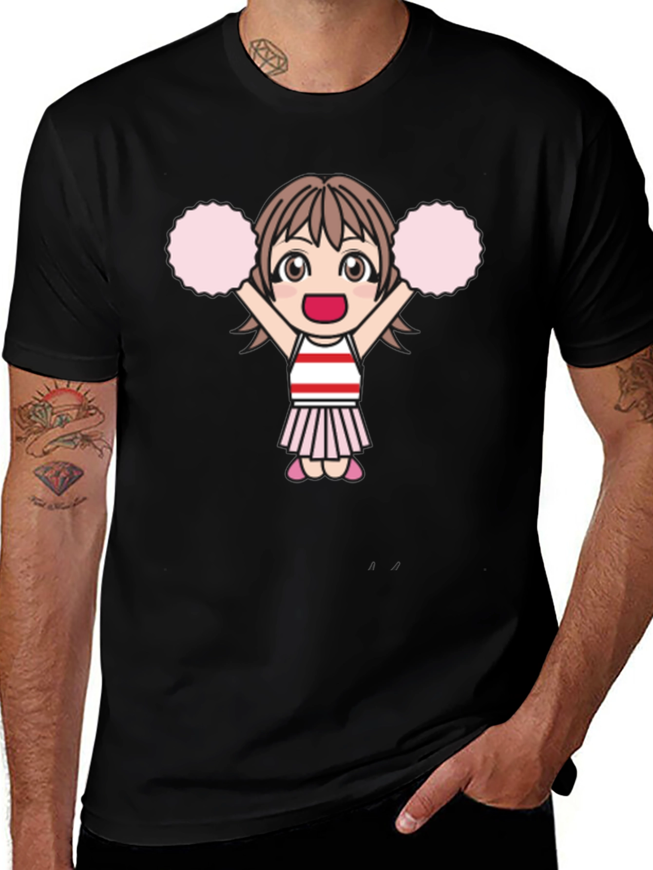 Variant 12 of Anime Cheerleader Graphic T-Shirt - Black