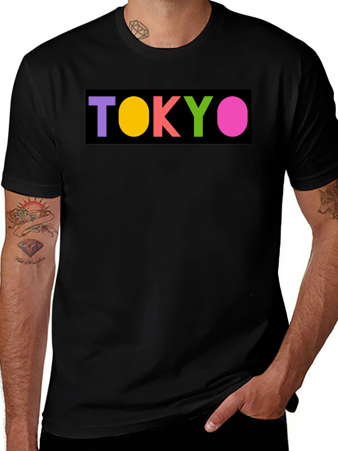 Variant 17 of Colorful Tokyo Graphic Print Black T-Shirt
