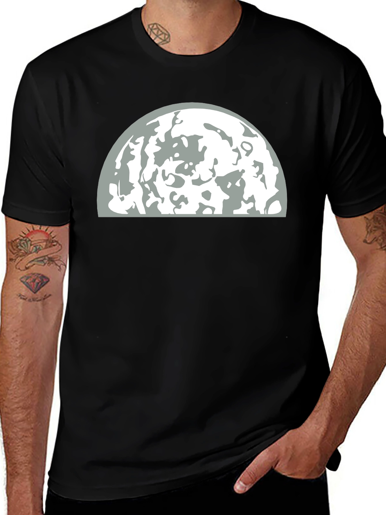 Variant 17 of Unique Graphic Tee - Lunar Design Black T-Shirt