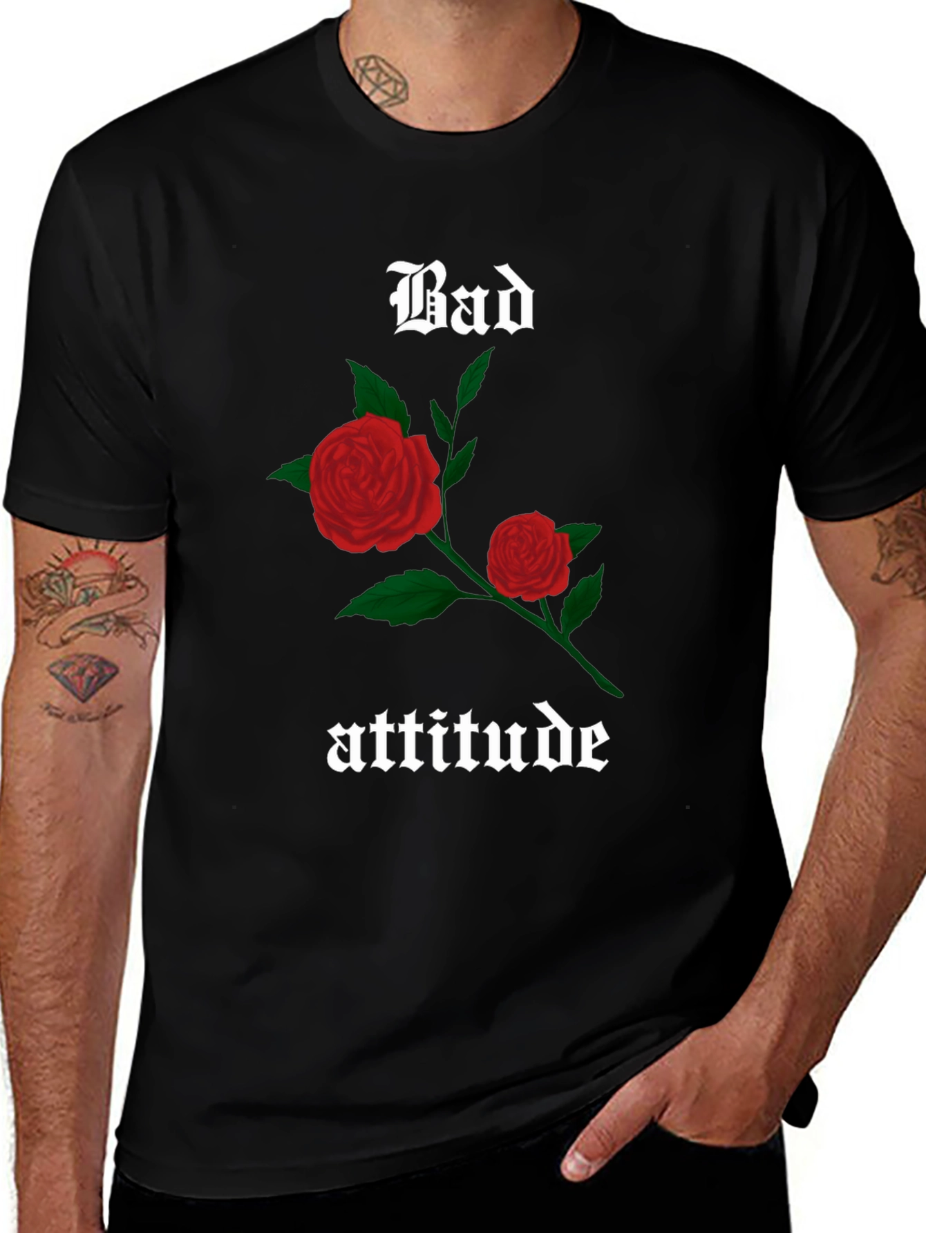 Variant 20 of Bad Attitude Rose Graphic Tee - Black