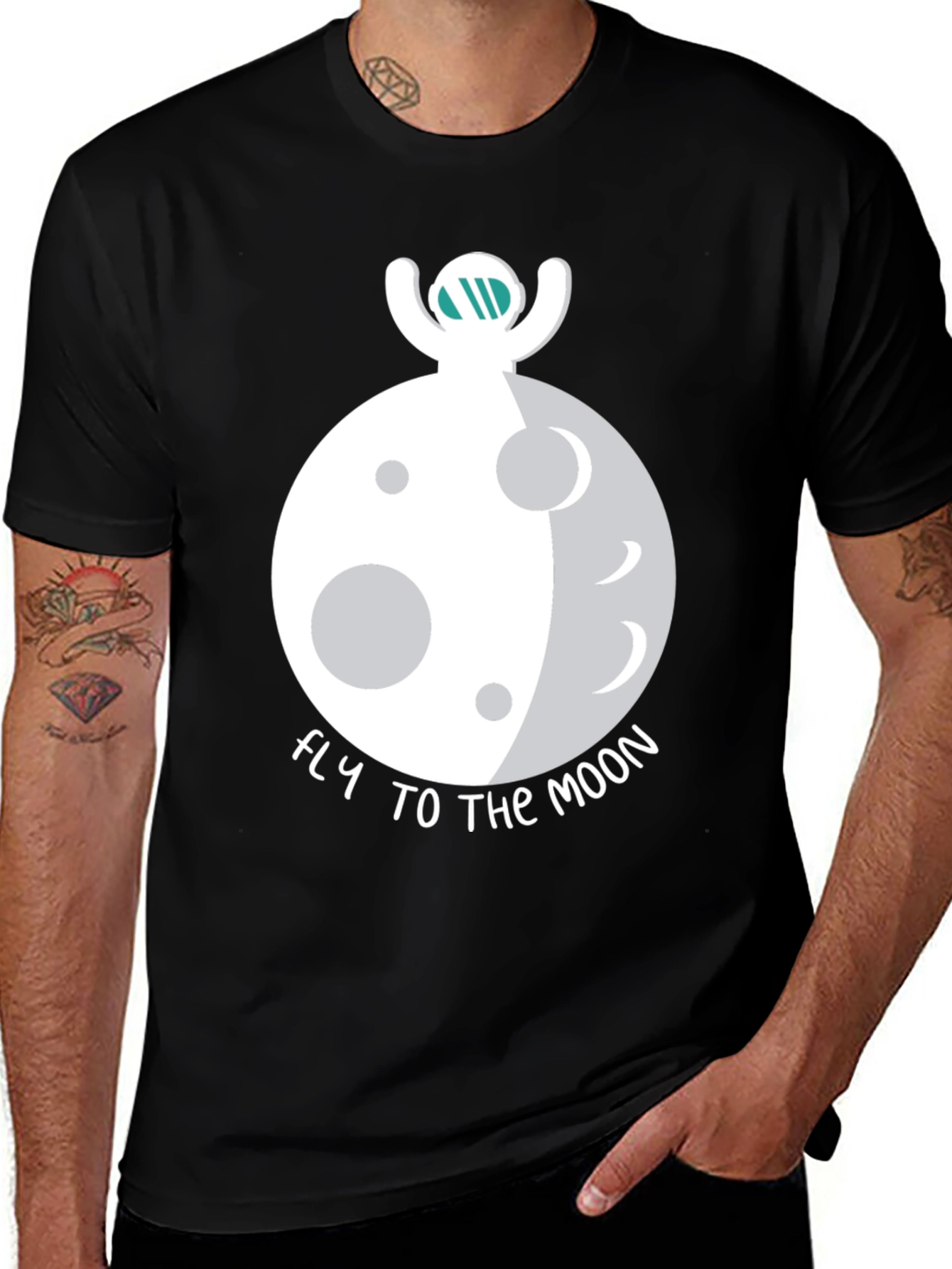 Variant 30 of Fly To The Moon Graphic Tee - Astronaut Lunar Design