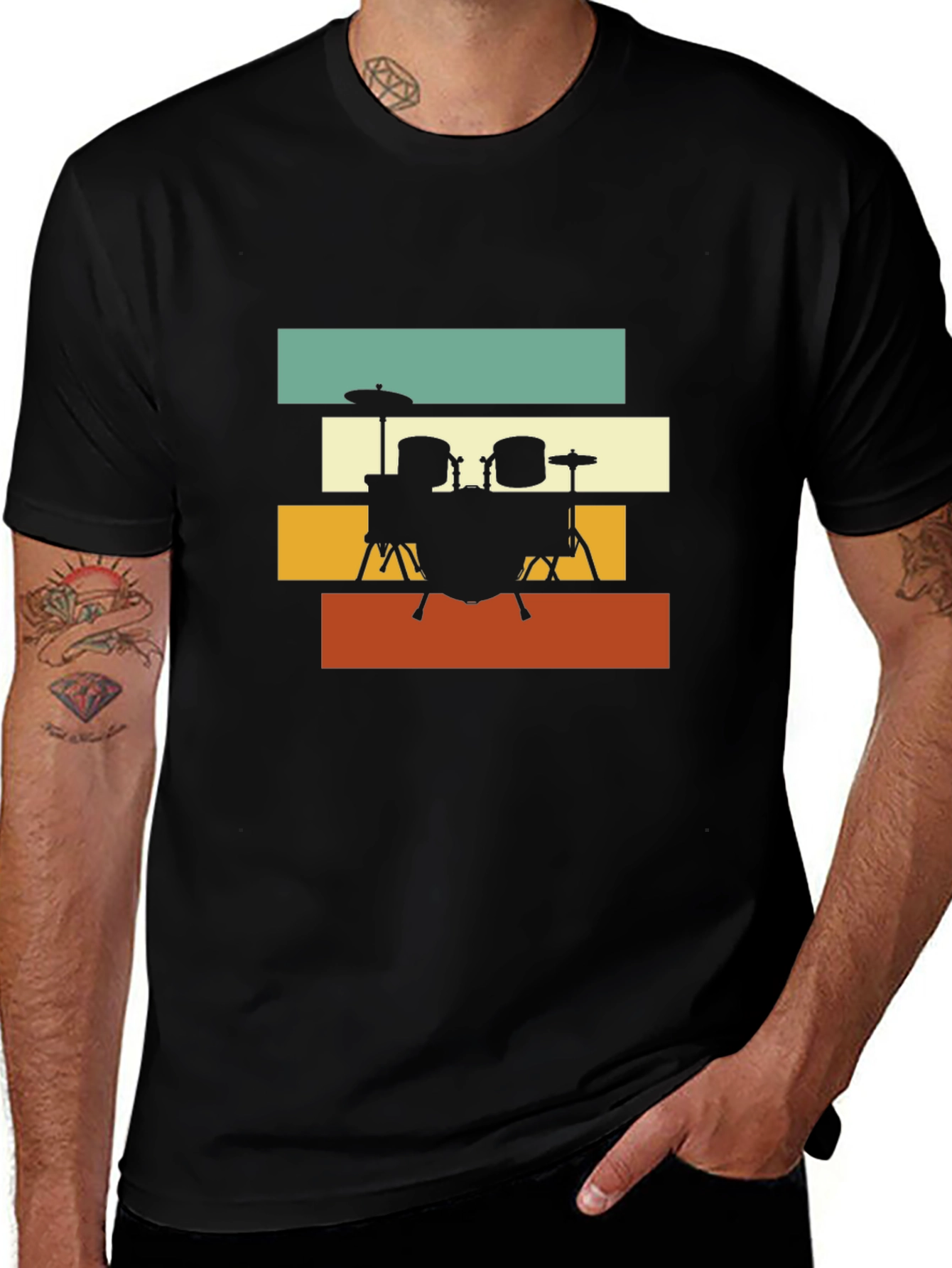 Variant 9 of Retro Drum Set Silhouette Tee