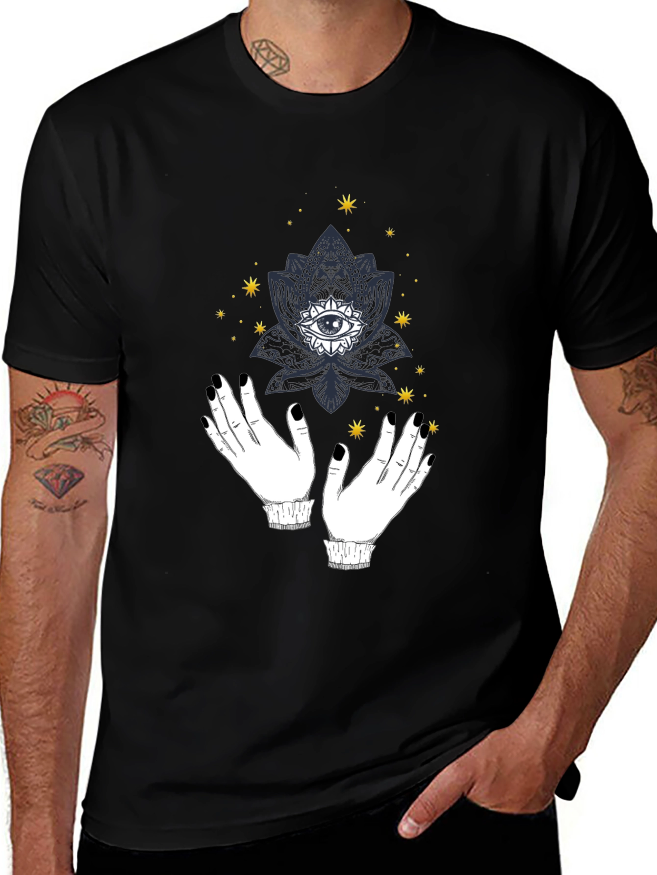 Variant 6 of Mystic Eye Graphic T-Shirt - Black Cotton Blend